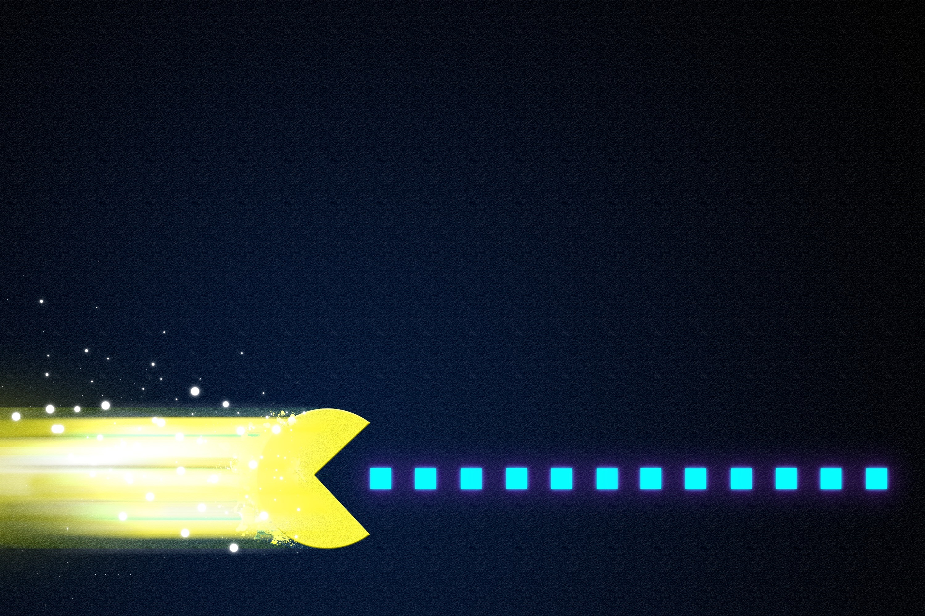 Pac-Man eating dots in the dark HD Wallpaper