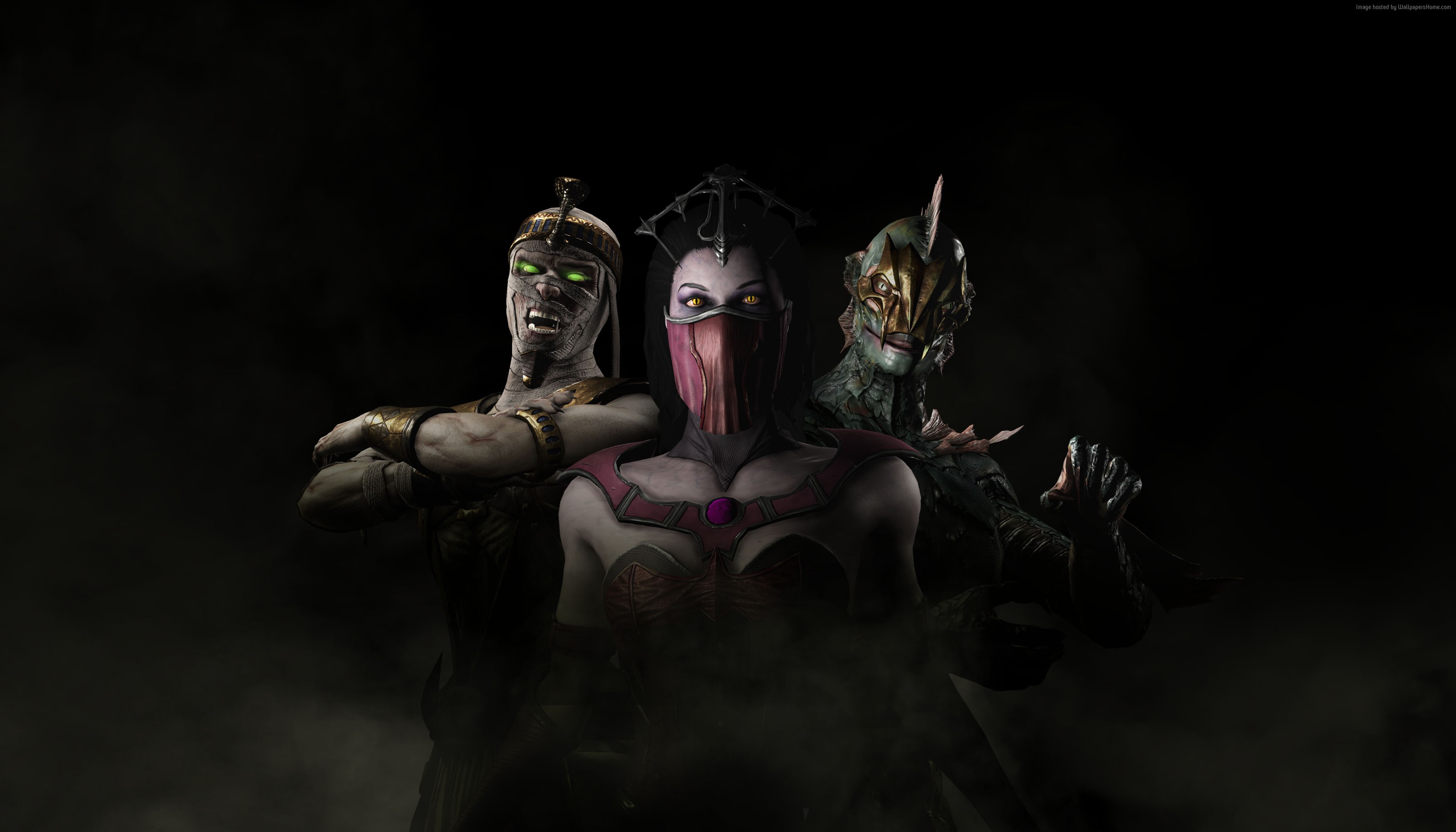 Mortal Kombat X characters: Scorpion, Mileena, and Reptile HD Wallpaper