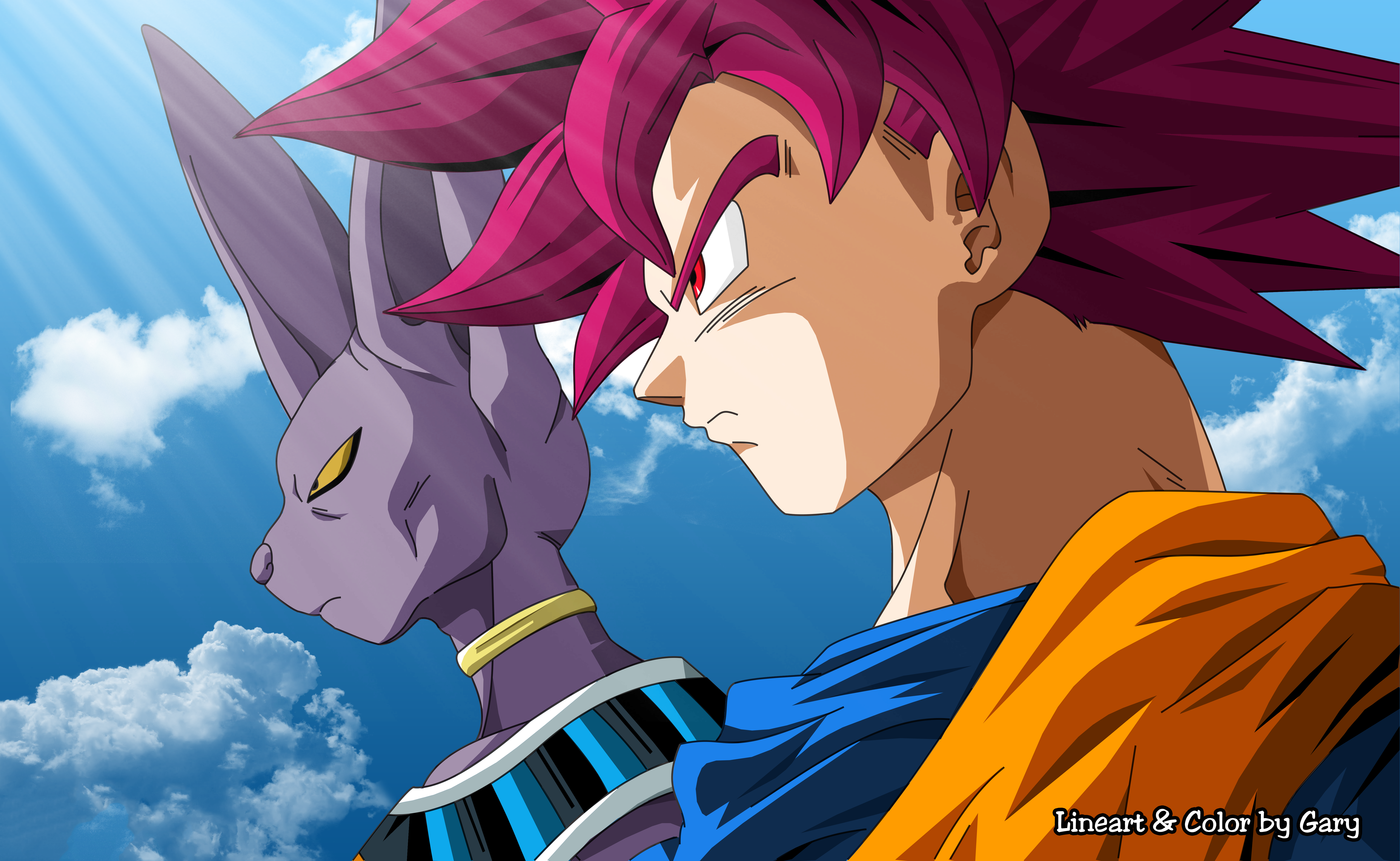 Son Goku and Beerus in Dragon Ball Z Scene HD Wallpaper