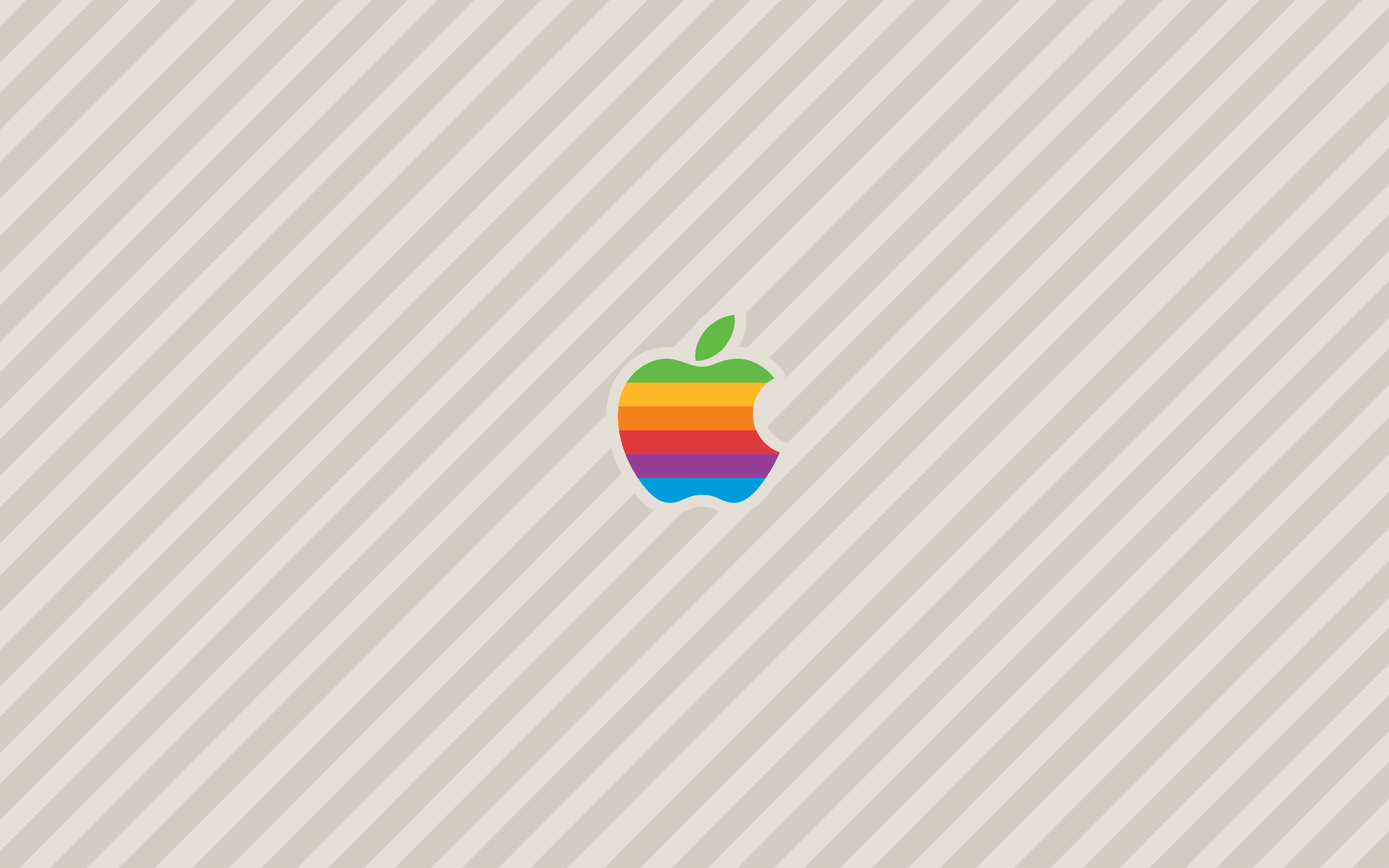 Rainbow Apple Logo on Striped Background HD Wallpaper
