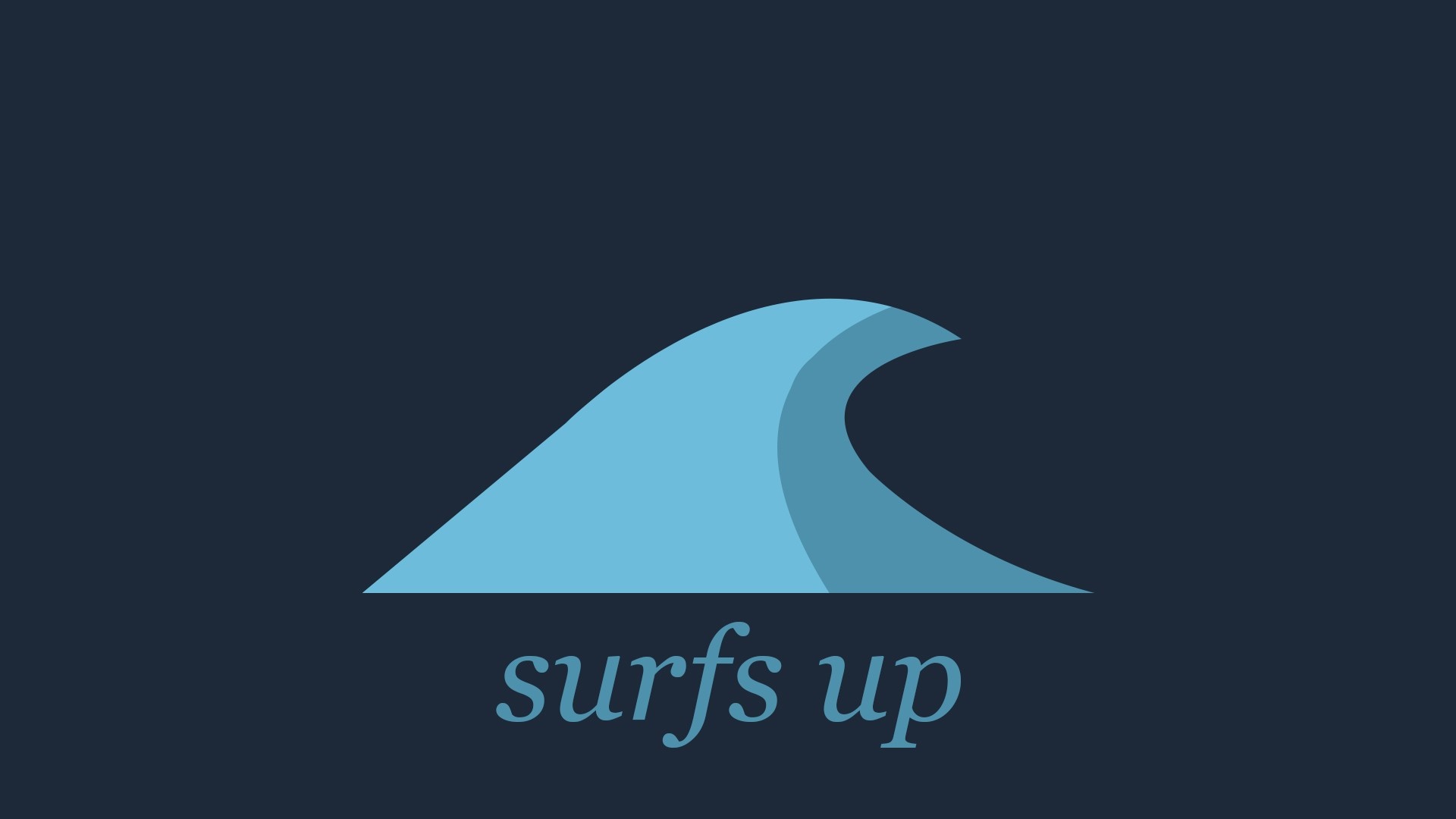 Blue wave illustration with text 'surfs up' HD Wallpaper