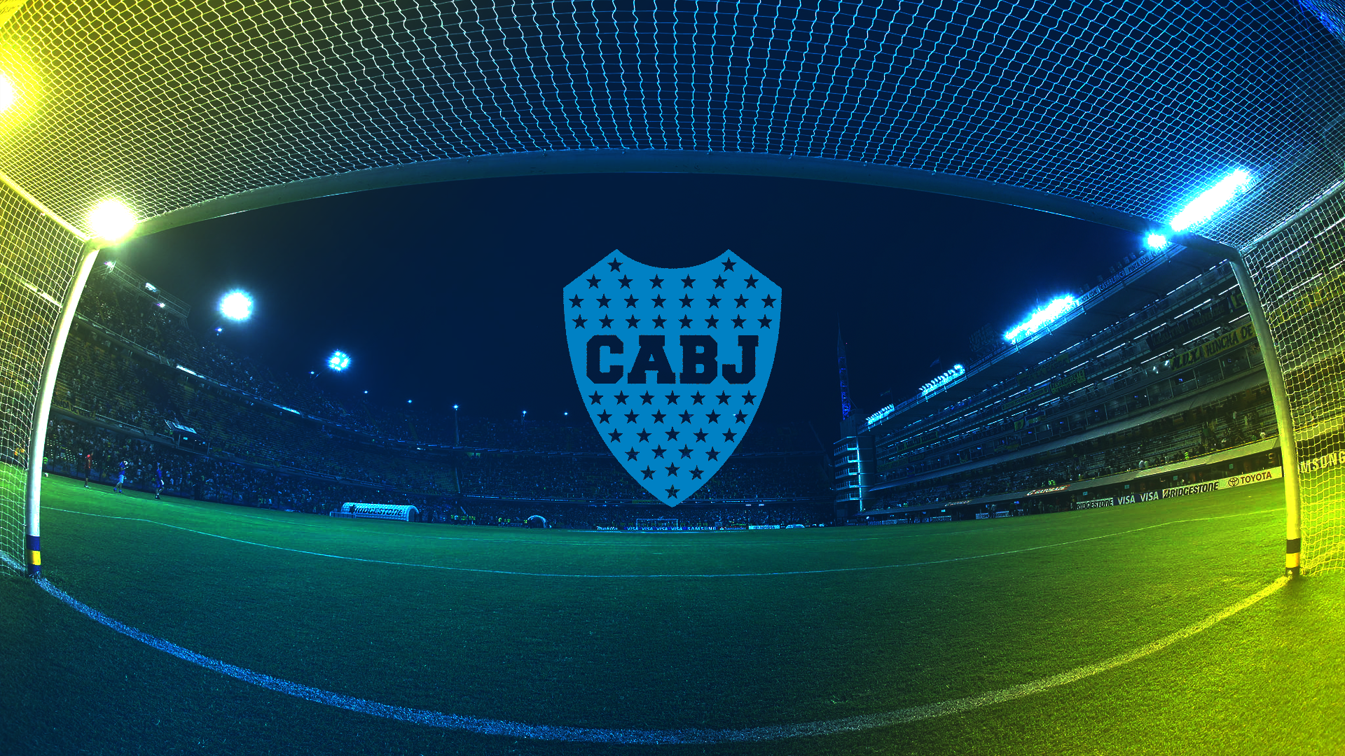Boca Juniors stadium at night with logo HD Wallpaper