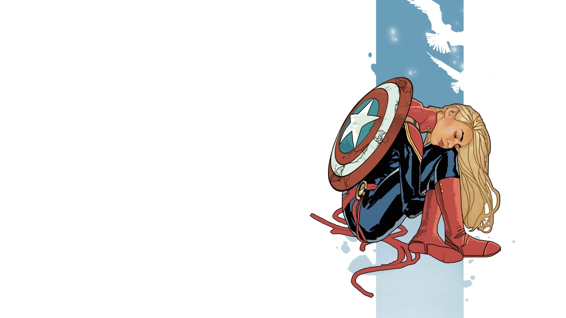 Captain Marvel from Marvel Comics sitting with shield HD Wallpaper