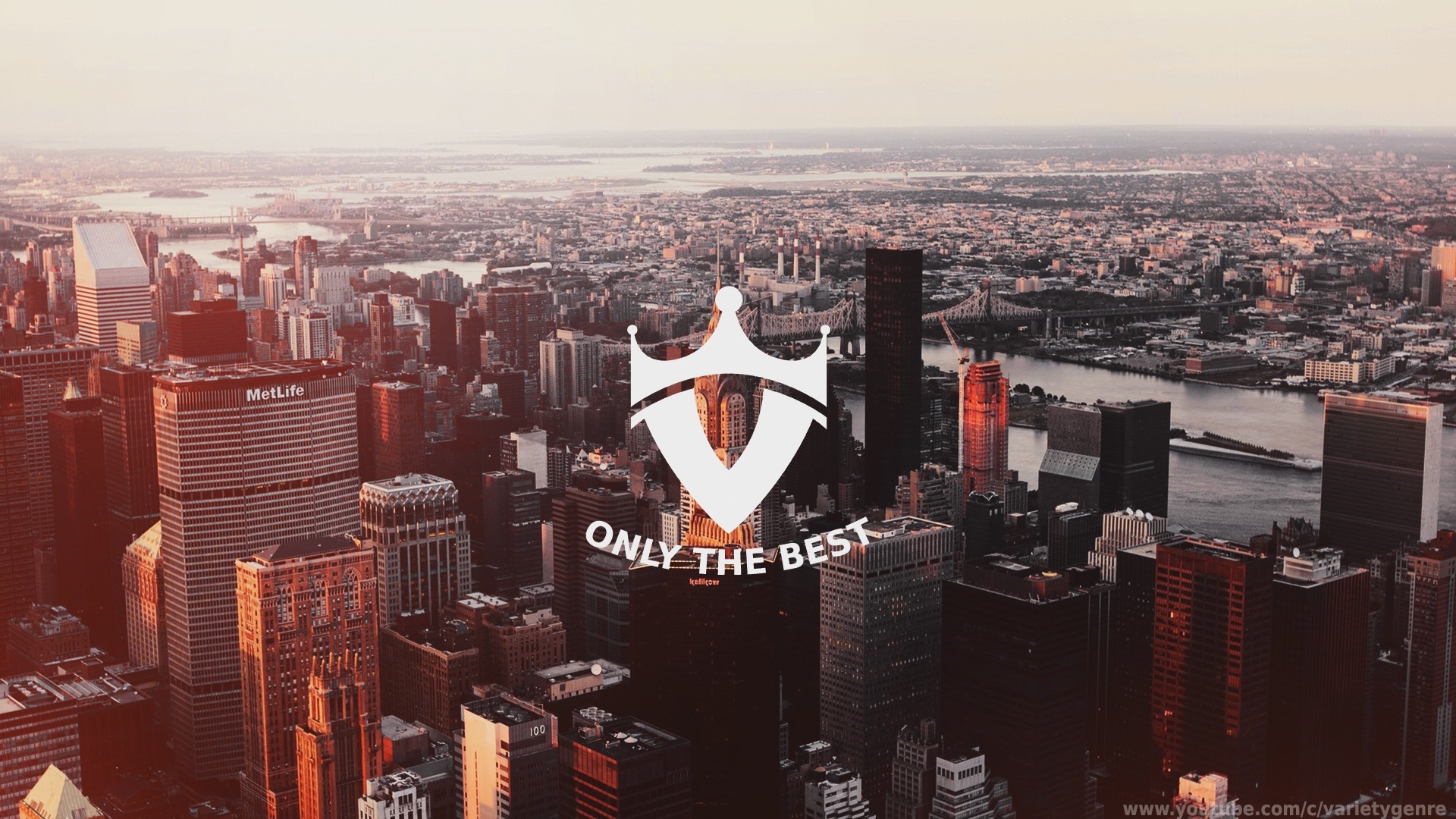 New York City Skyline with "Only the Best" Logo HD Wallpaper