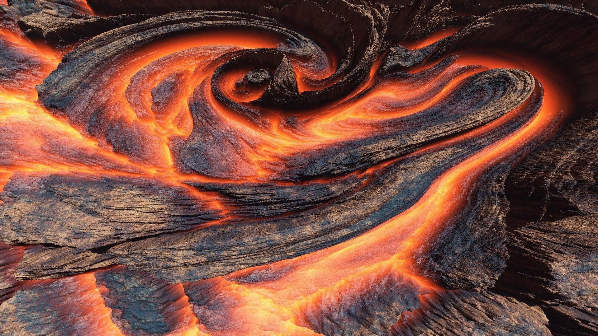 Abstract swirling lava flow with rocky textures HD Wallpaper