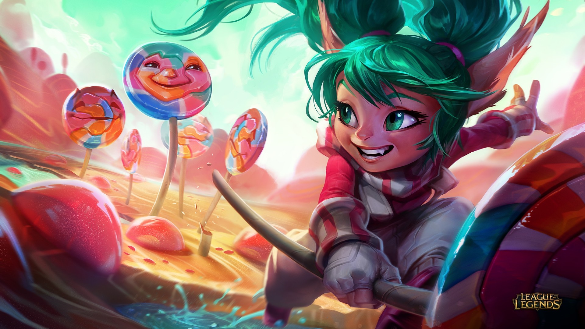 Poppy from League of Legends in a candy land HD Wallpaper
