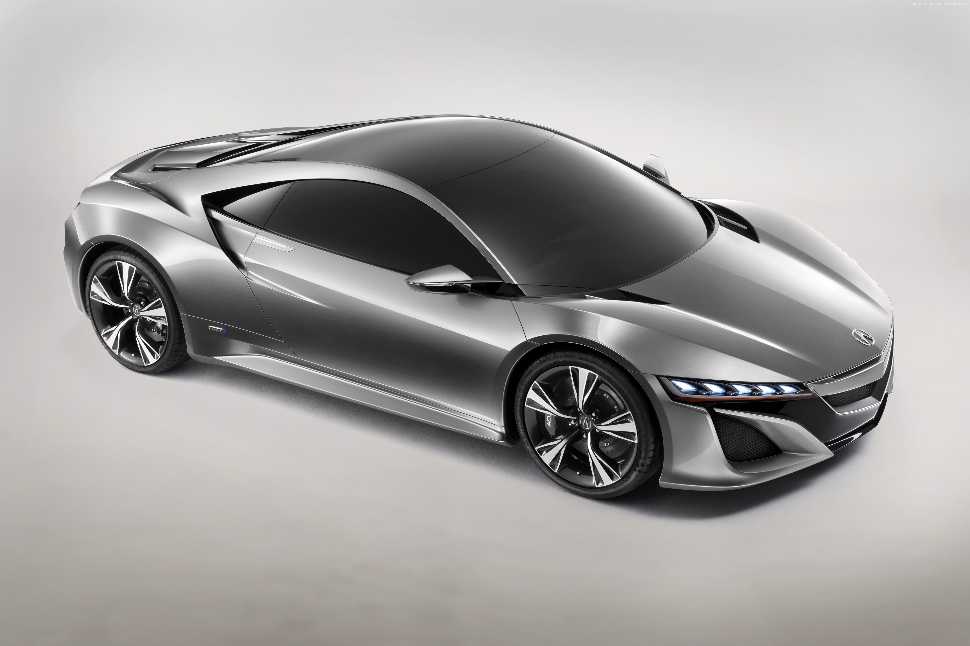 Silver Acura NSX supercar HD Wallpaper