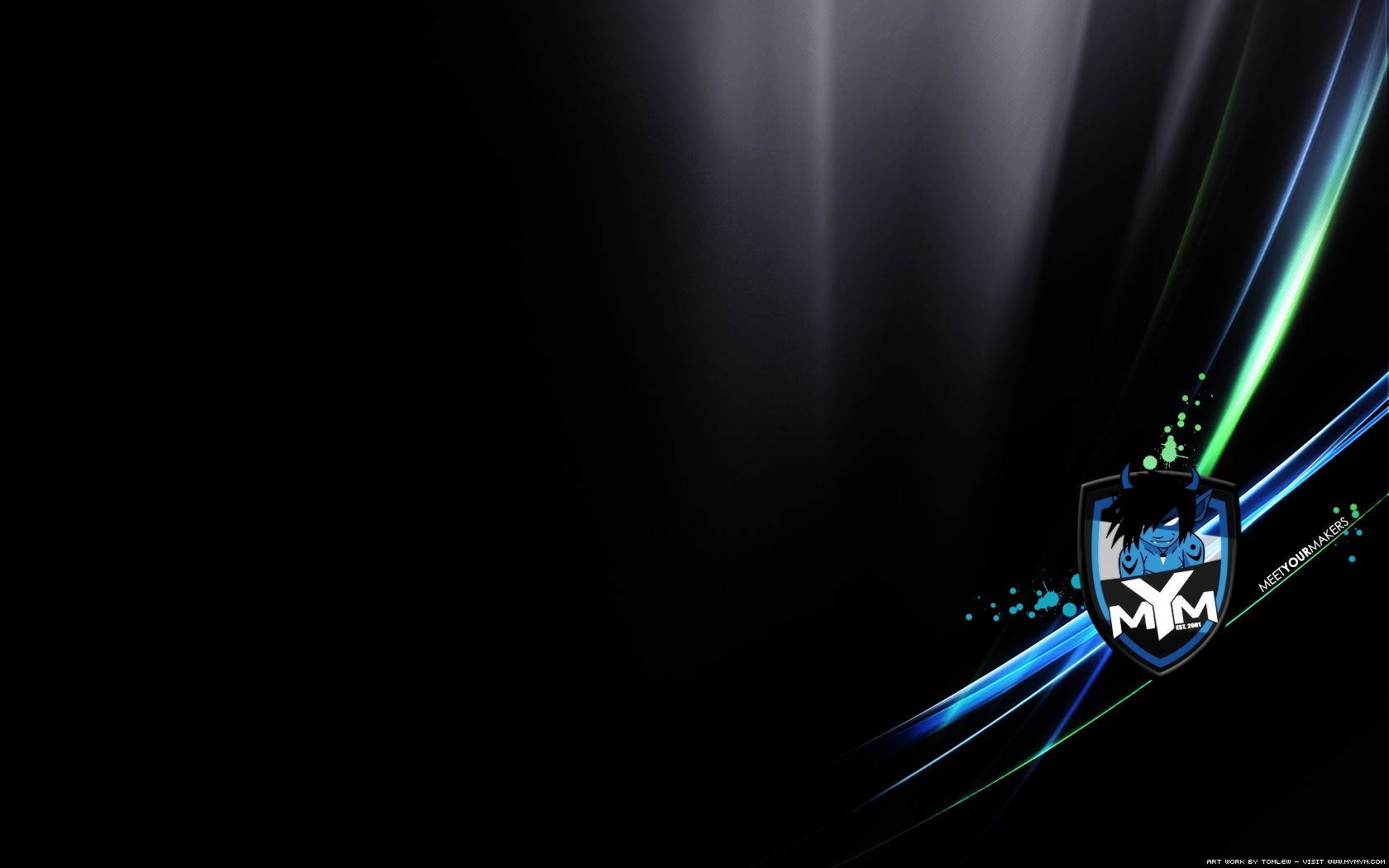 Meet Your Makers logo with abstract light streaks HD Wallpaper
