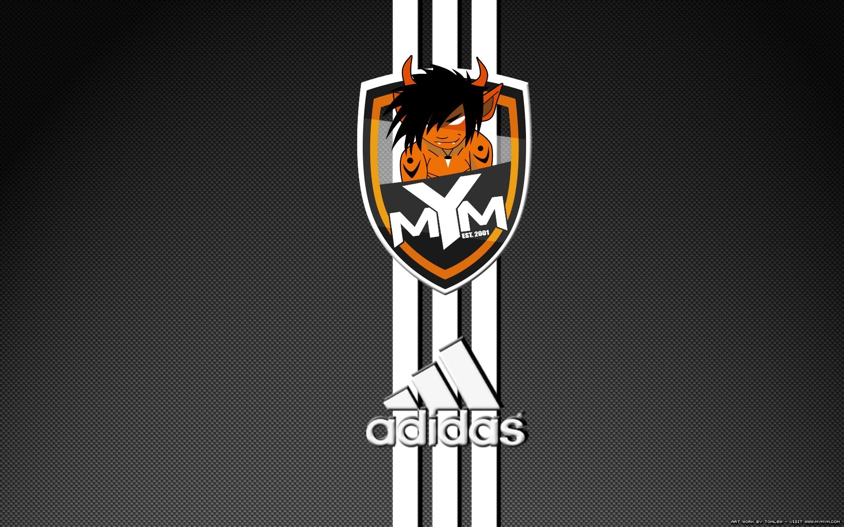 MYM logo and Adidas logo on striped background HD Wallpaper