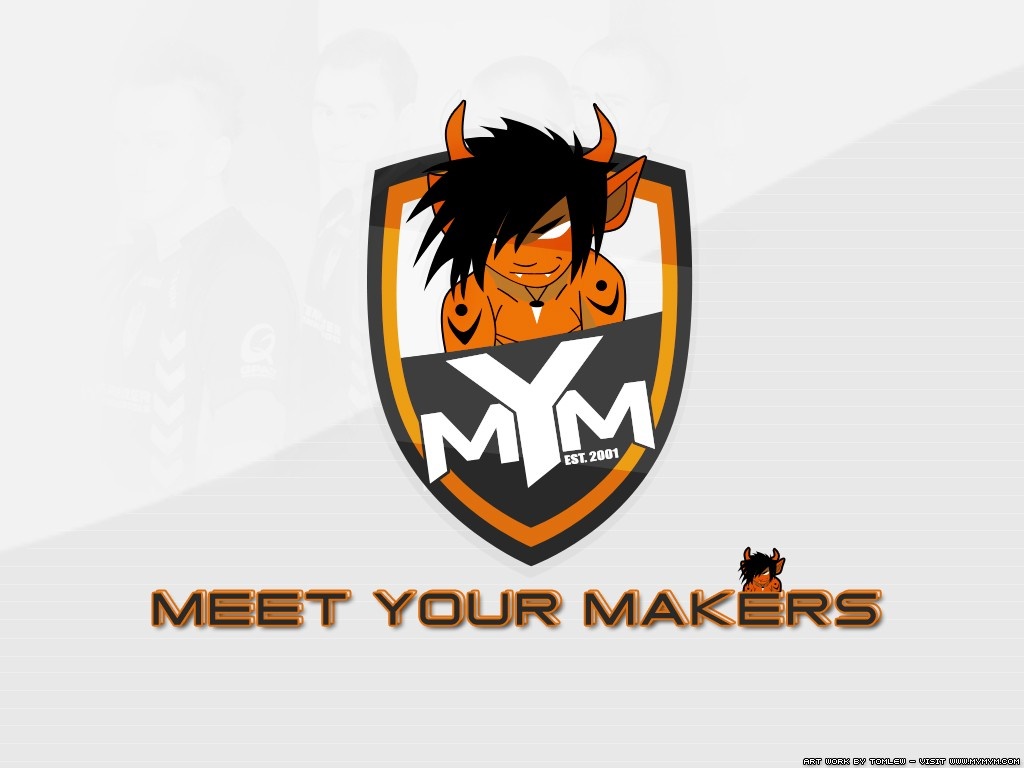 Meet Your Makers MYM logo with cartoon character HD Wallpaper