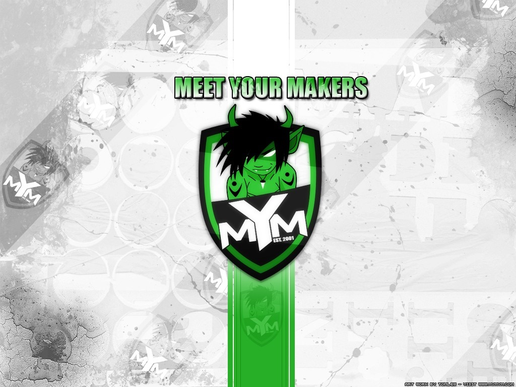 Meet Your Makers logo with green creature HD Wallpaper