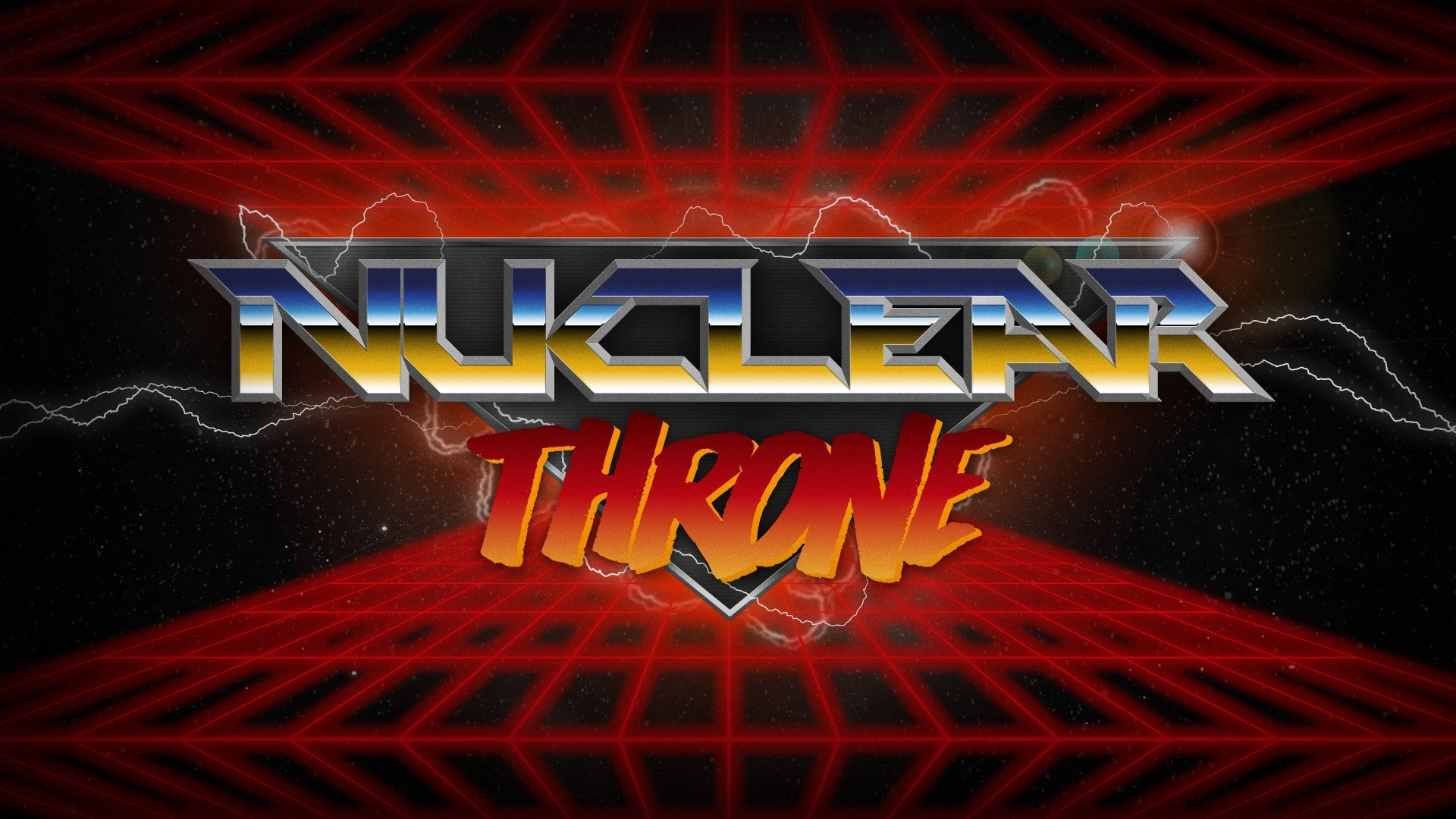 Nuclear Throne video game logo with lightning and grid HD Wallpaper