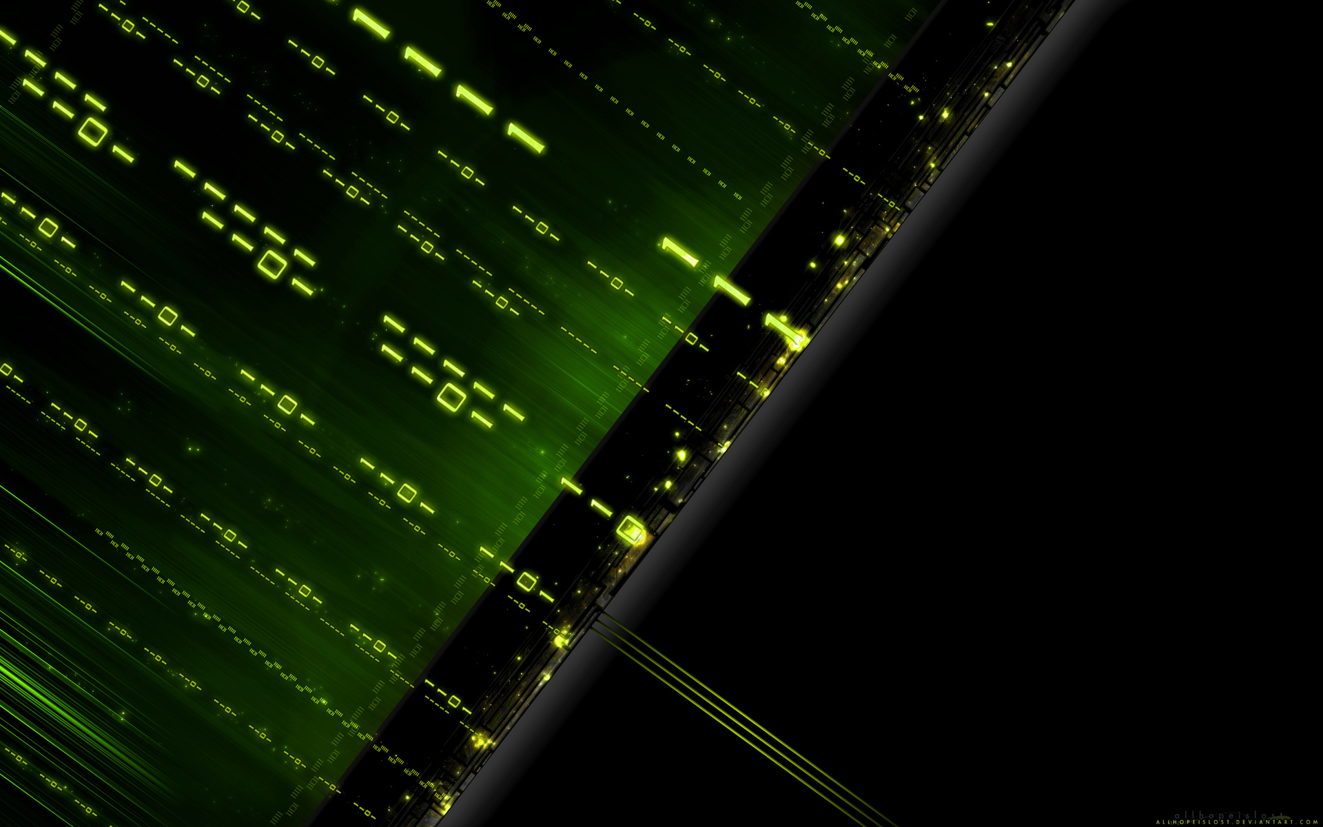 Green digital stream of binary code HD Wallpaper