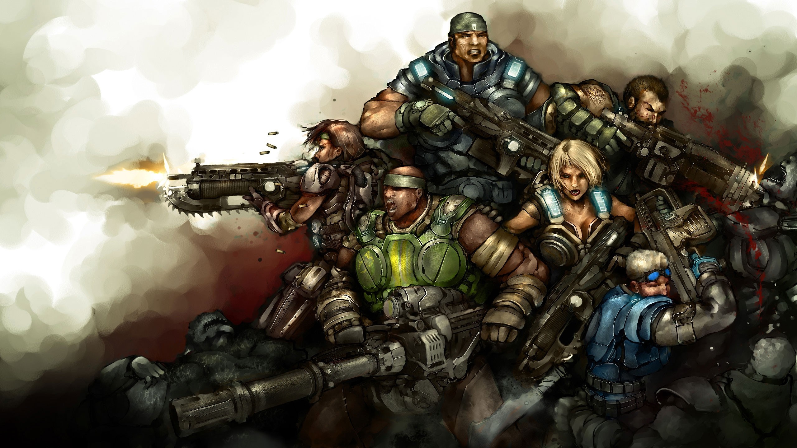 Gears of War characters in combat artwork HD Wallpaper
