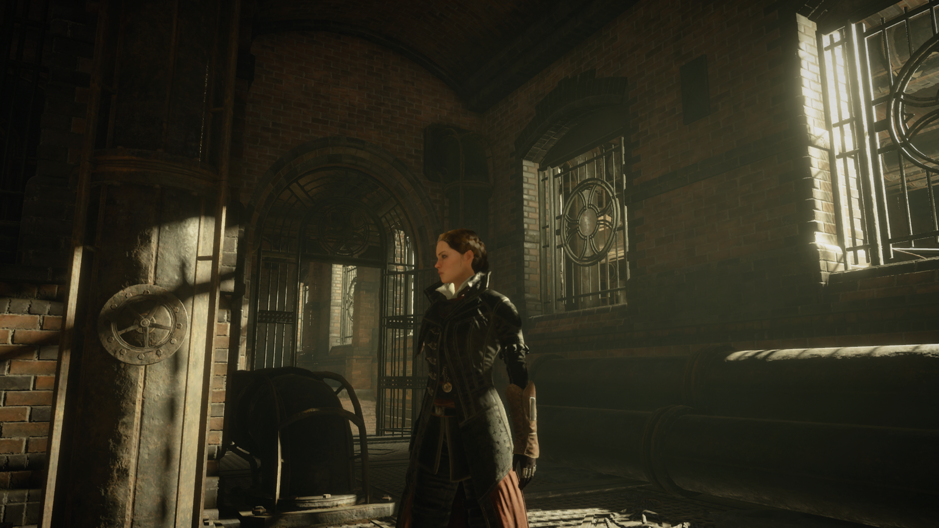 Evie Frye from Assassin's Creed Syndicate in a dark industrial setting HD Wallpaper