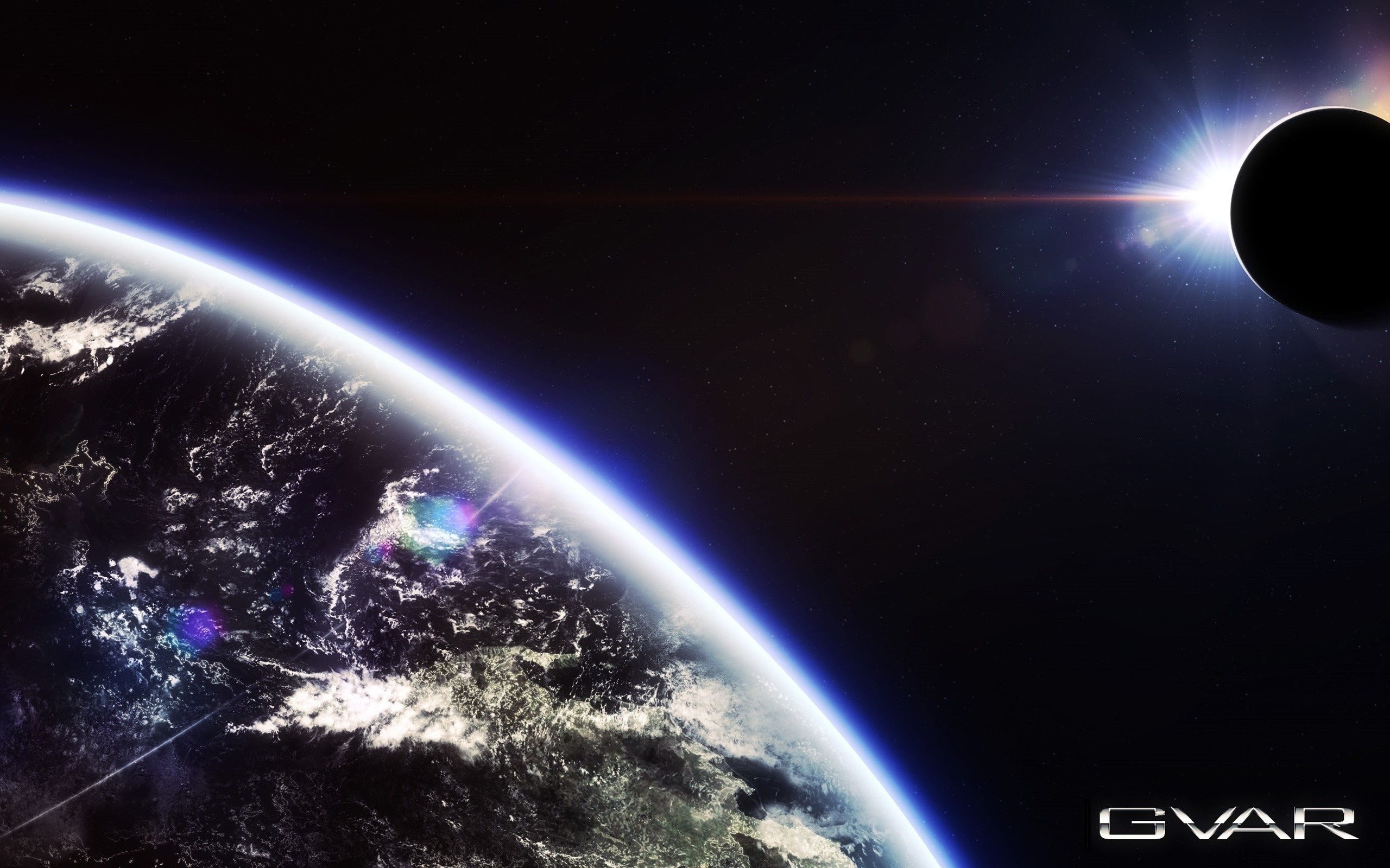 Earth and Moon during solar eclipse in space HD Wallpaper