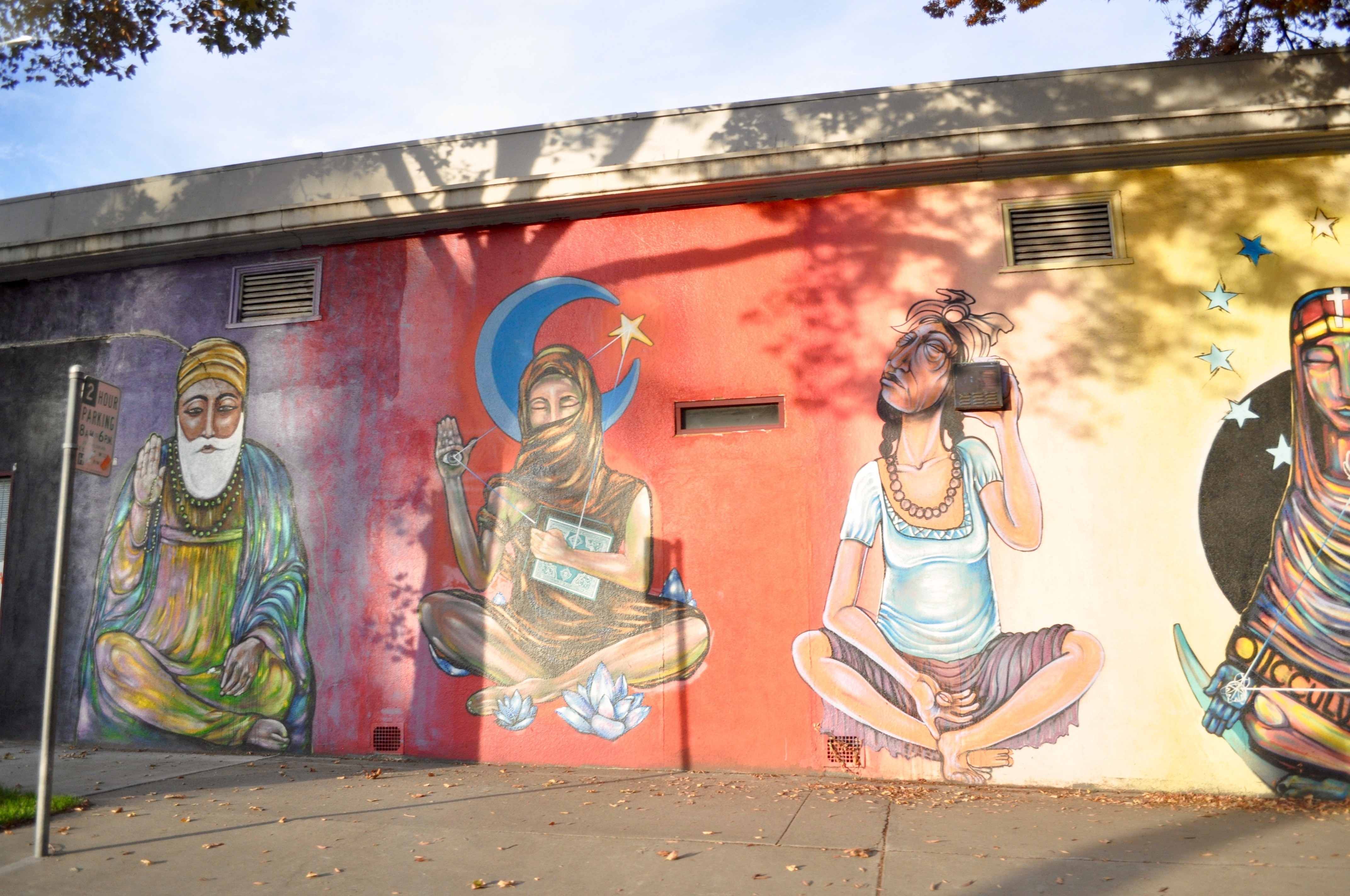 Mural of diverse figures in Sacramento HD Wallpaper