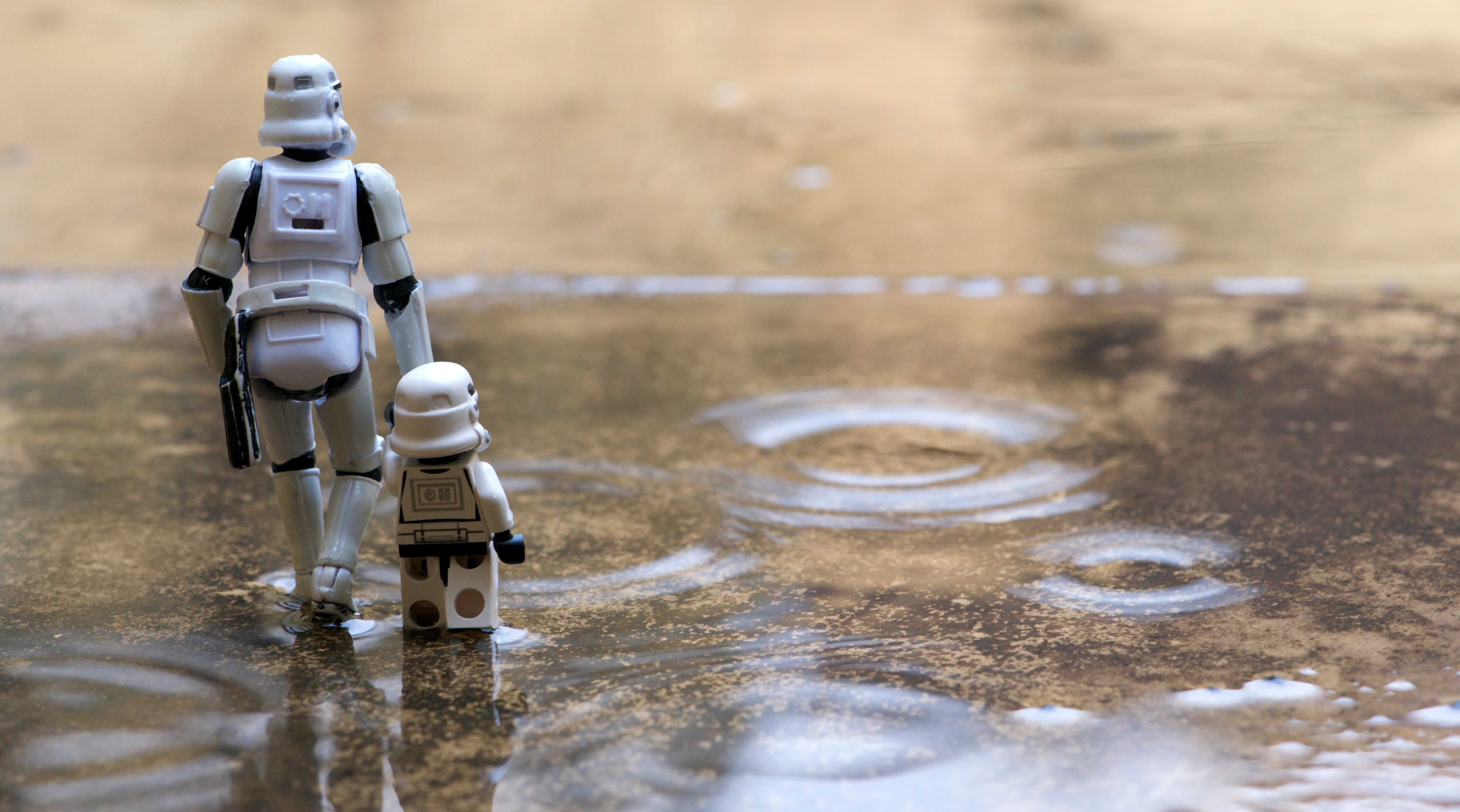 Two Stormtroopers walking in the rain HD Wallpaper