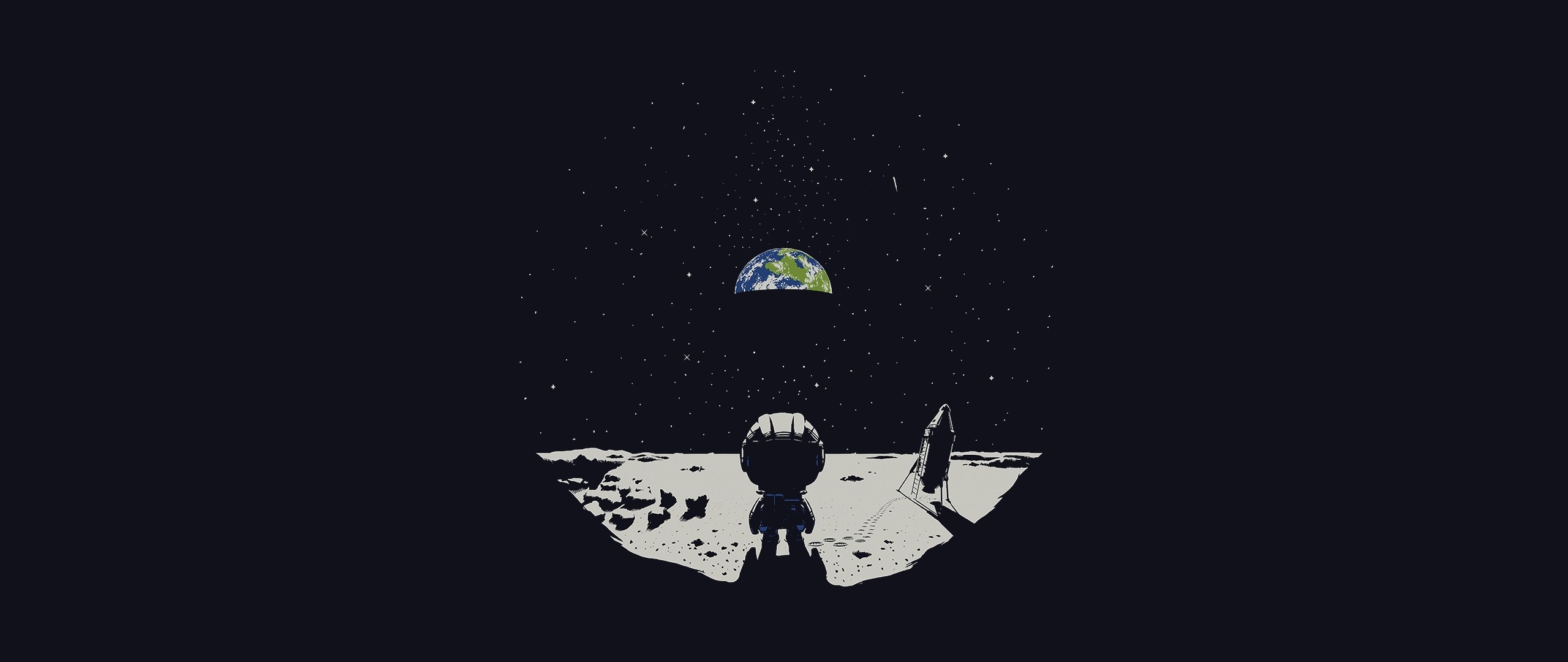 Astronaut on the Moon looking at Earth HD Wallpaper