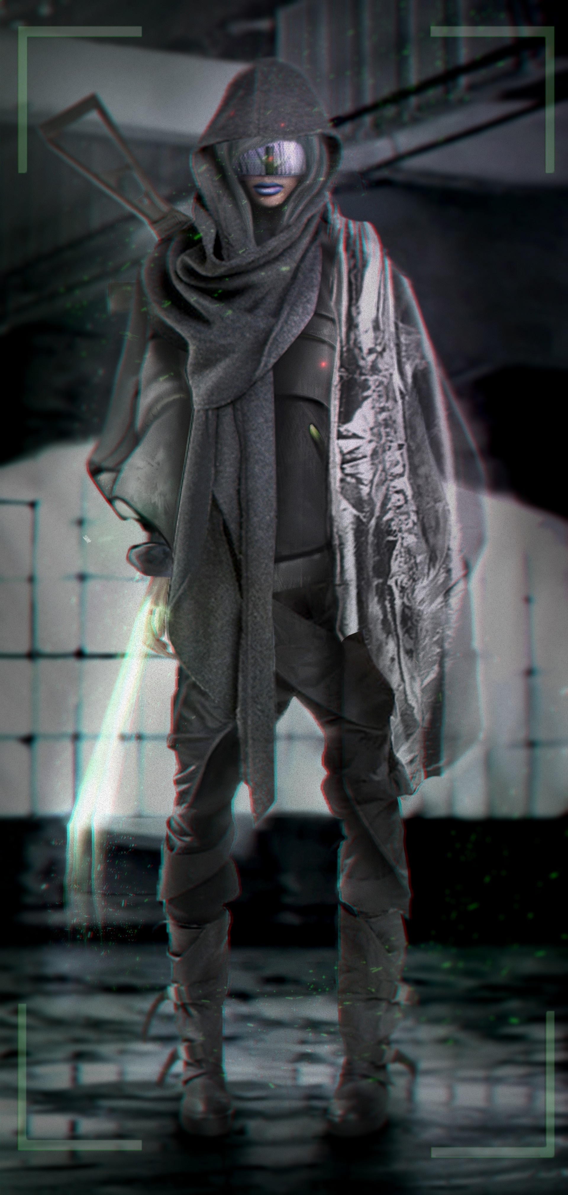 Fan art of a character in dark clothing with a hood HD Wallpaper