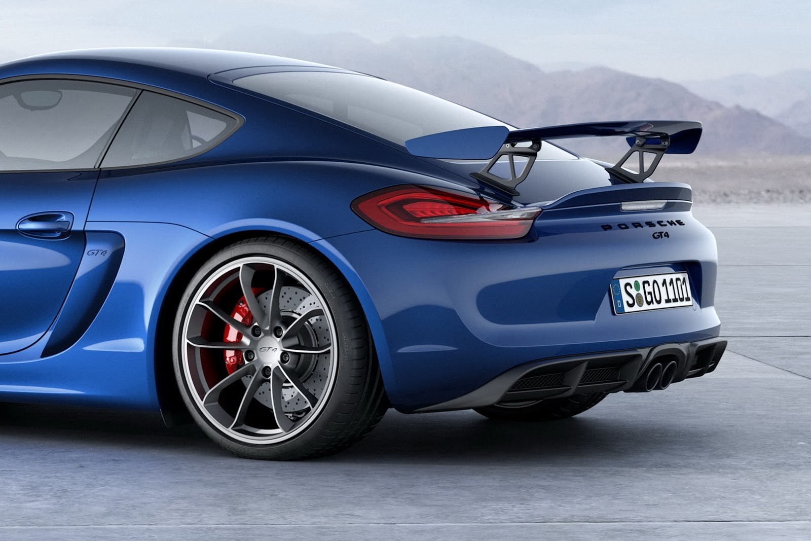 Blue Porsche GT4 sports car rear view HD Wallpaper