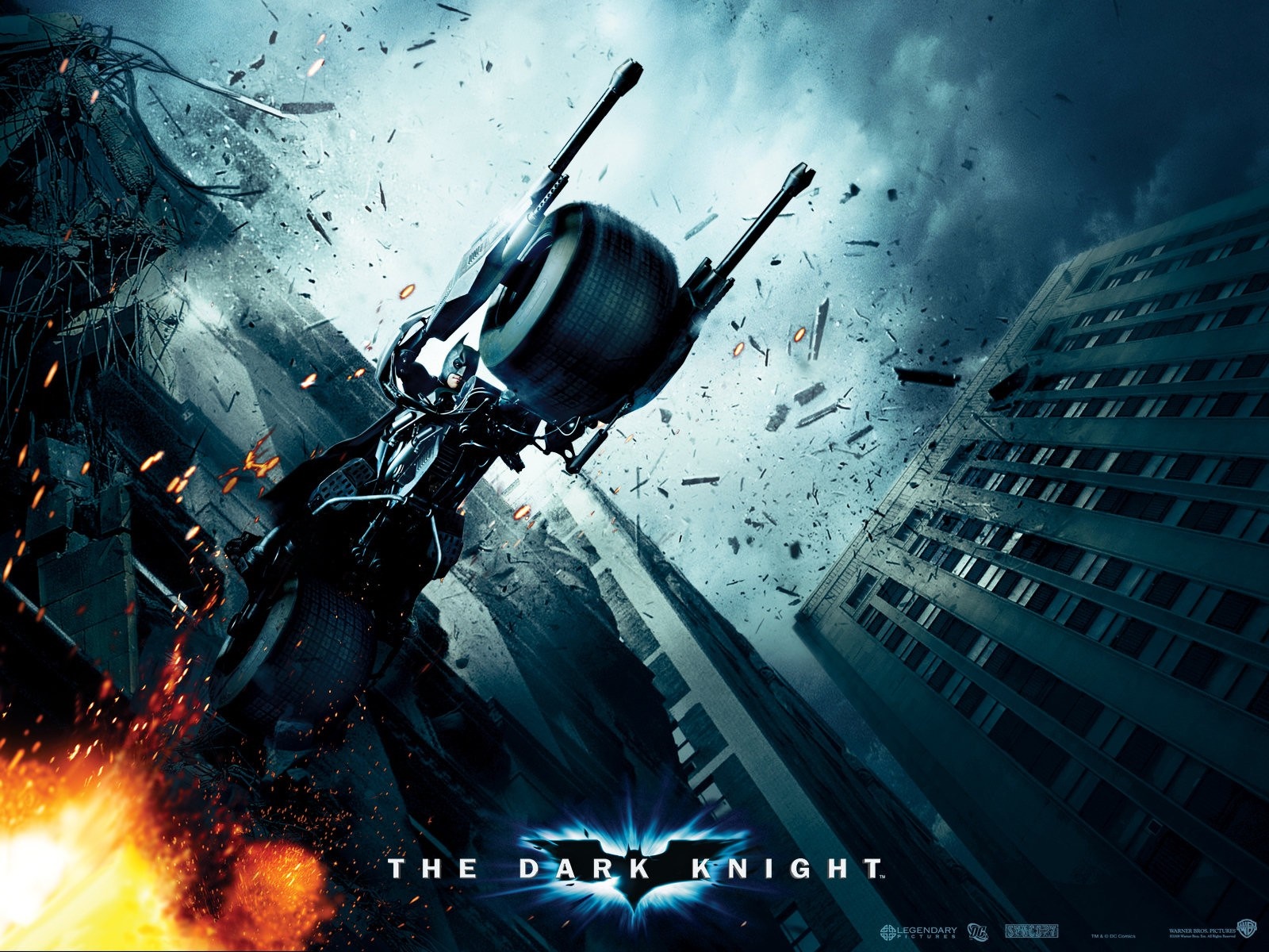Batman from The Dark Knight on the Batpod HD Wallpaper