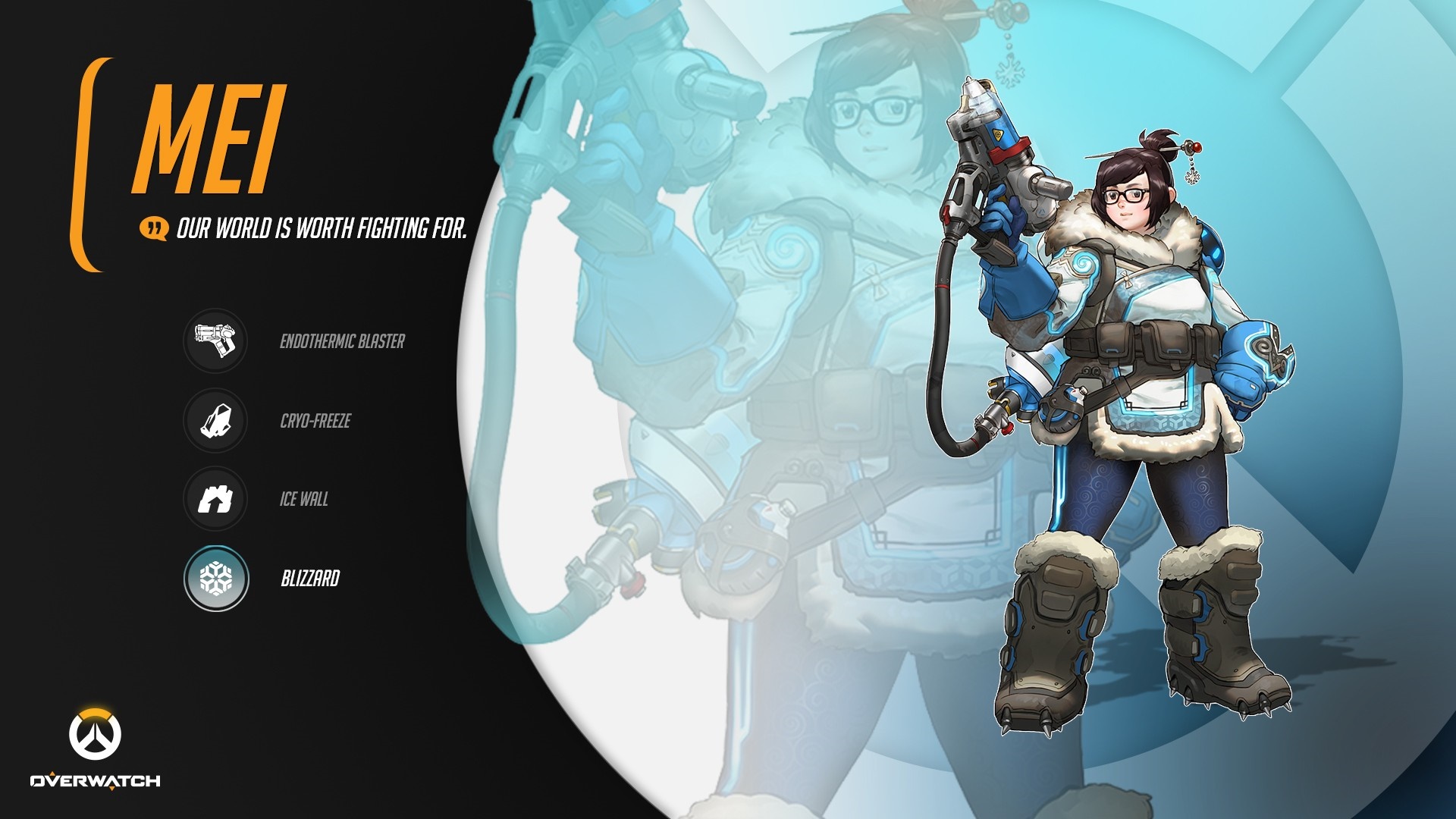 Mei from Overwatch character screen HD Wallpaper