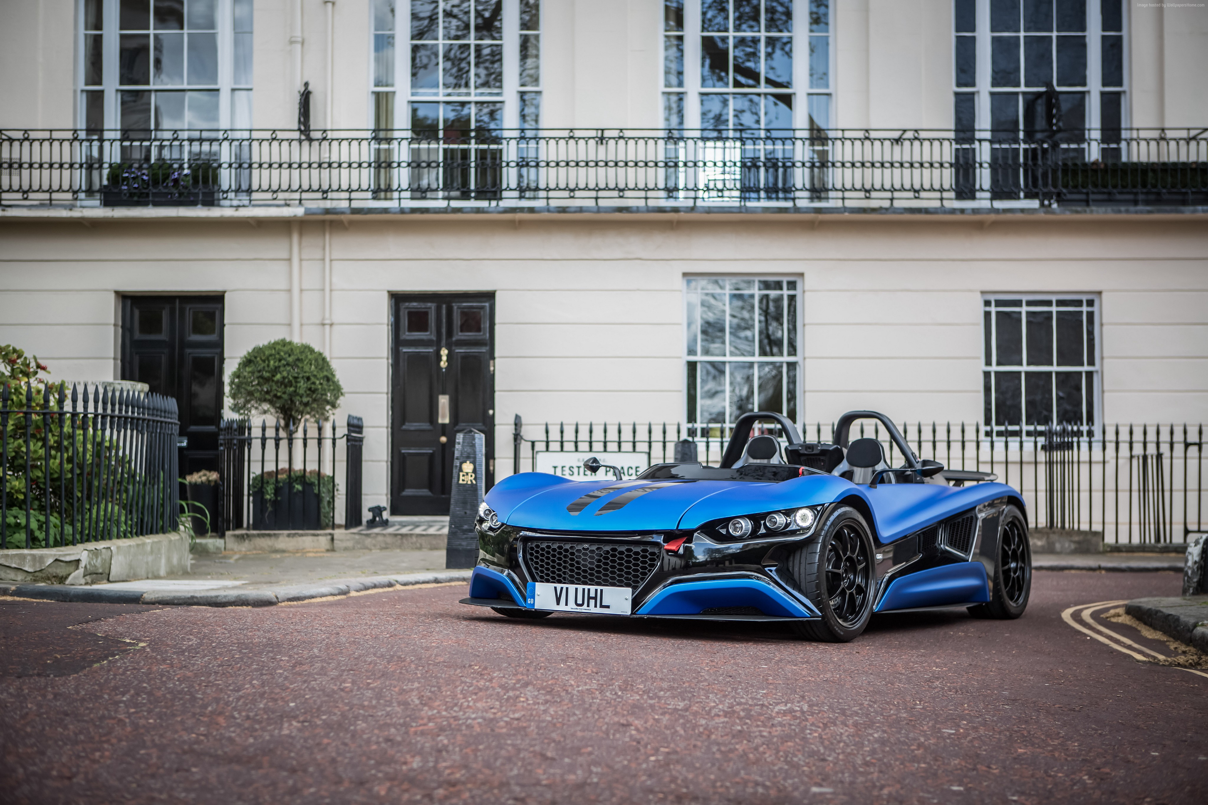 Blue Vuhl 05 sports car parked on a street HD Wallpaper