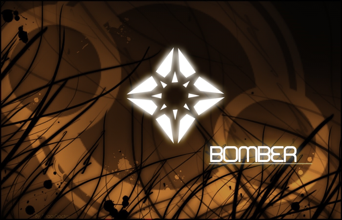 Abstract Bomber Logo with Orange and Black Background HD Wallpaper