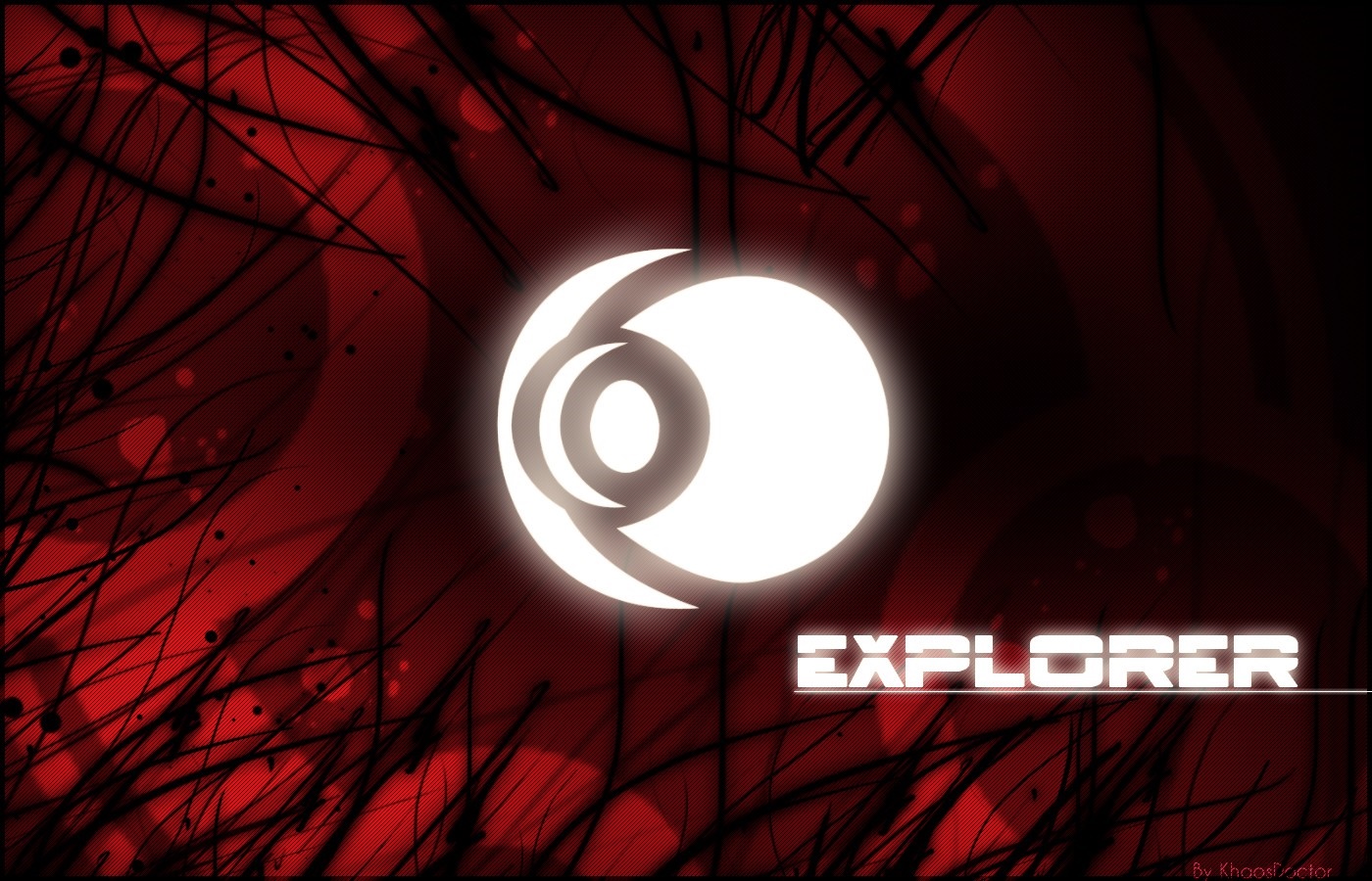 Abstract Red Digital Art with Explorer Logo HD Wallpaper