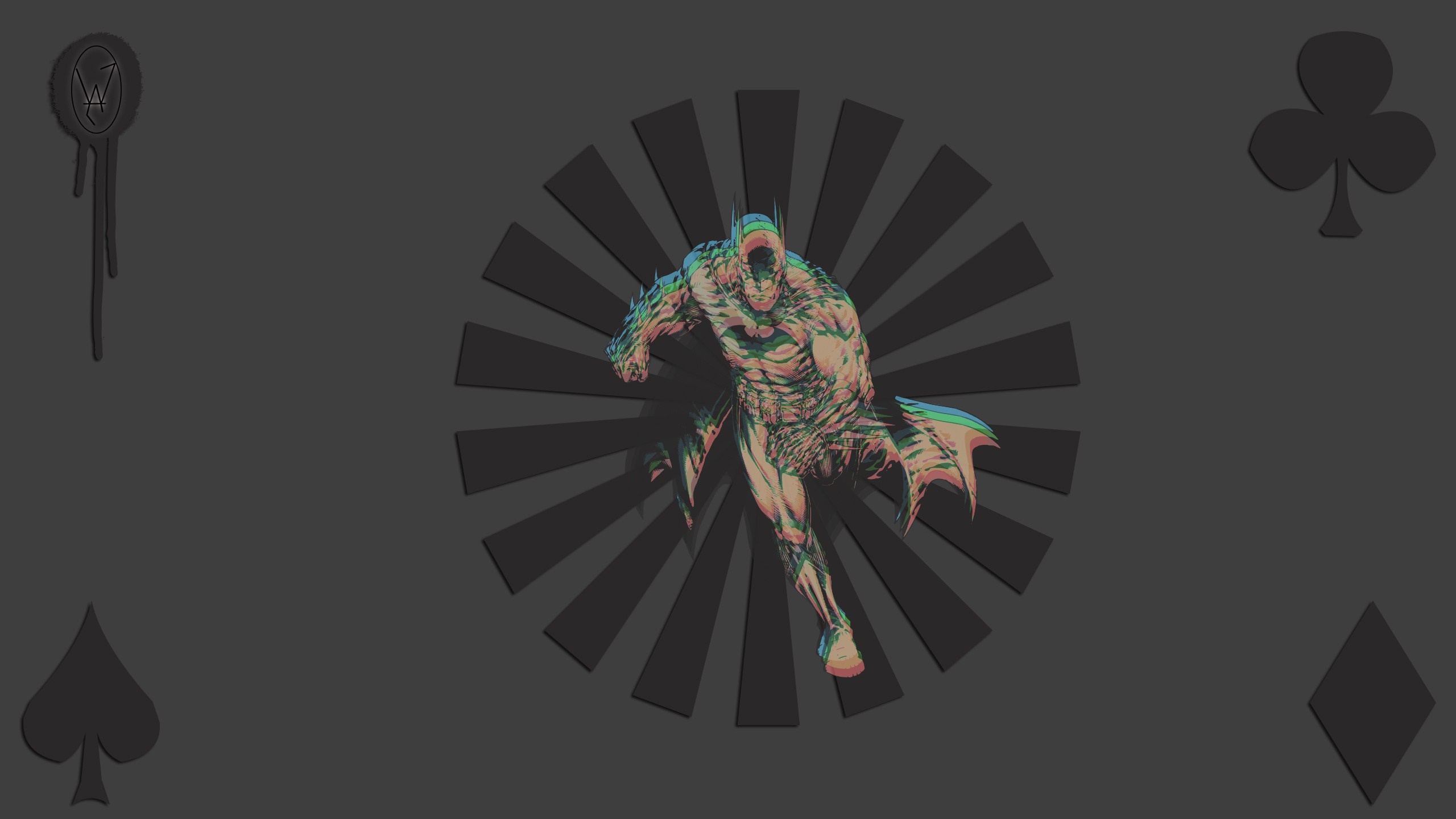 Batman from The Dark Knight with playing card symbols HD Wallpaper