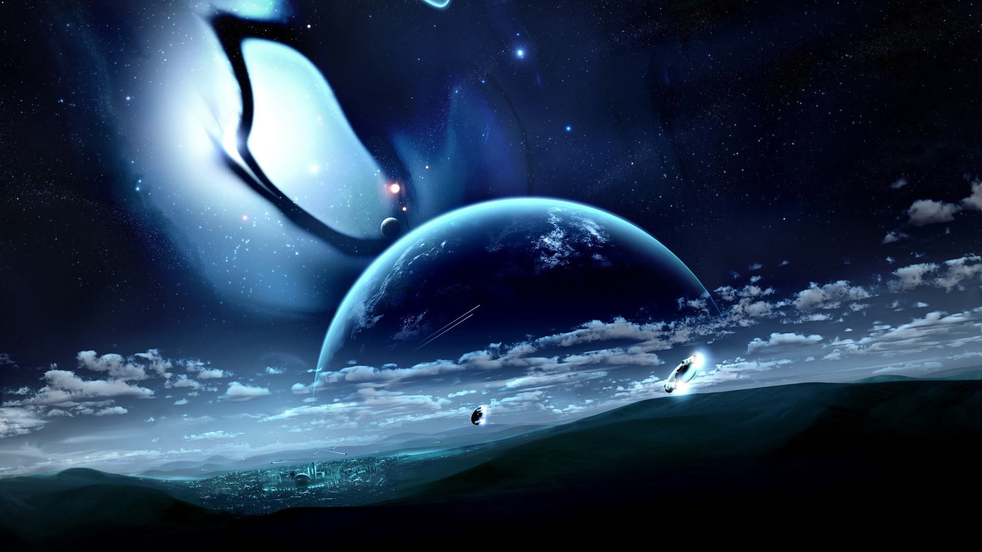 Fantasy art of a planet in outer space HD Wallpaper