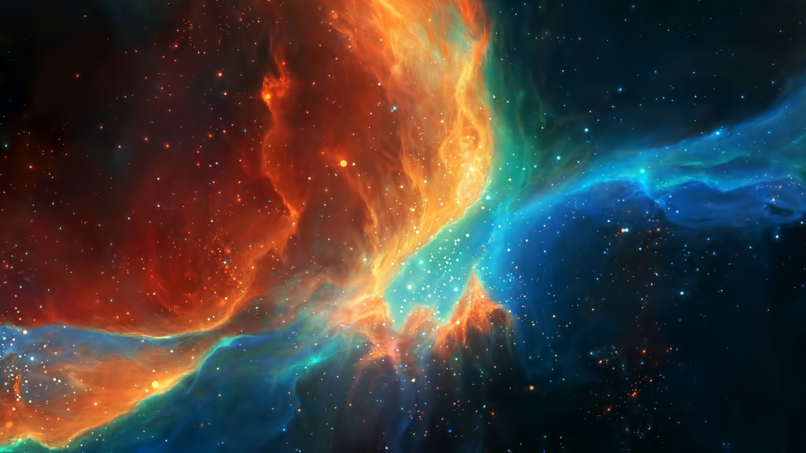 Vibrant nebula with stars in deep space HD Wallpaper