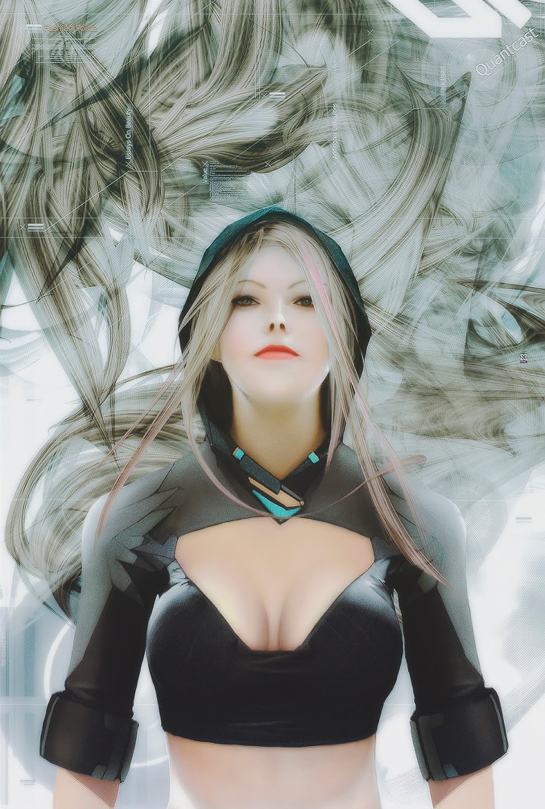 Anime girl with blonde hair and black outfit HD Wallpaper