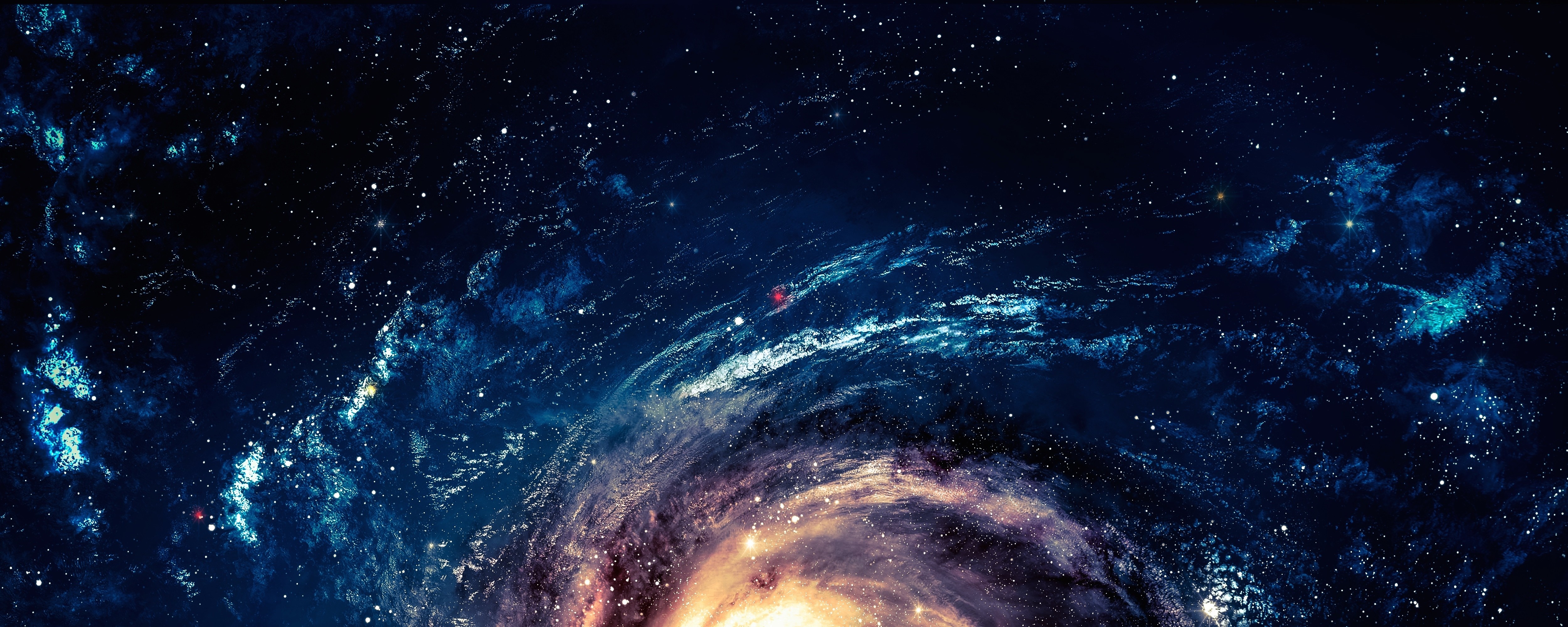 Spiral galaxy with stars and nebulae in deep space HD Wallpaper