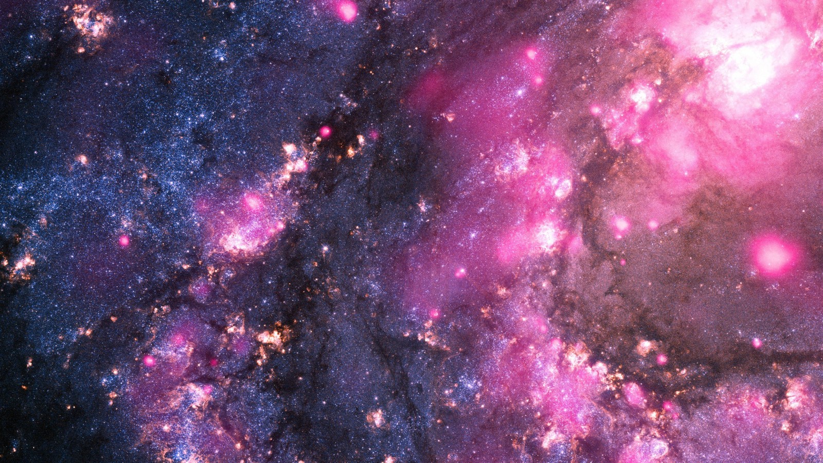 Pink and blue galaxy with stars and nebulae HD Wallpaper