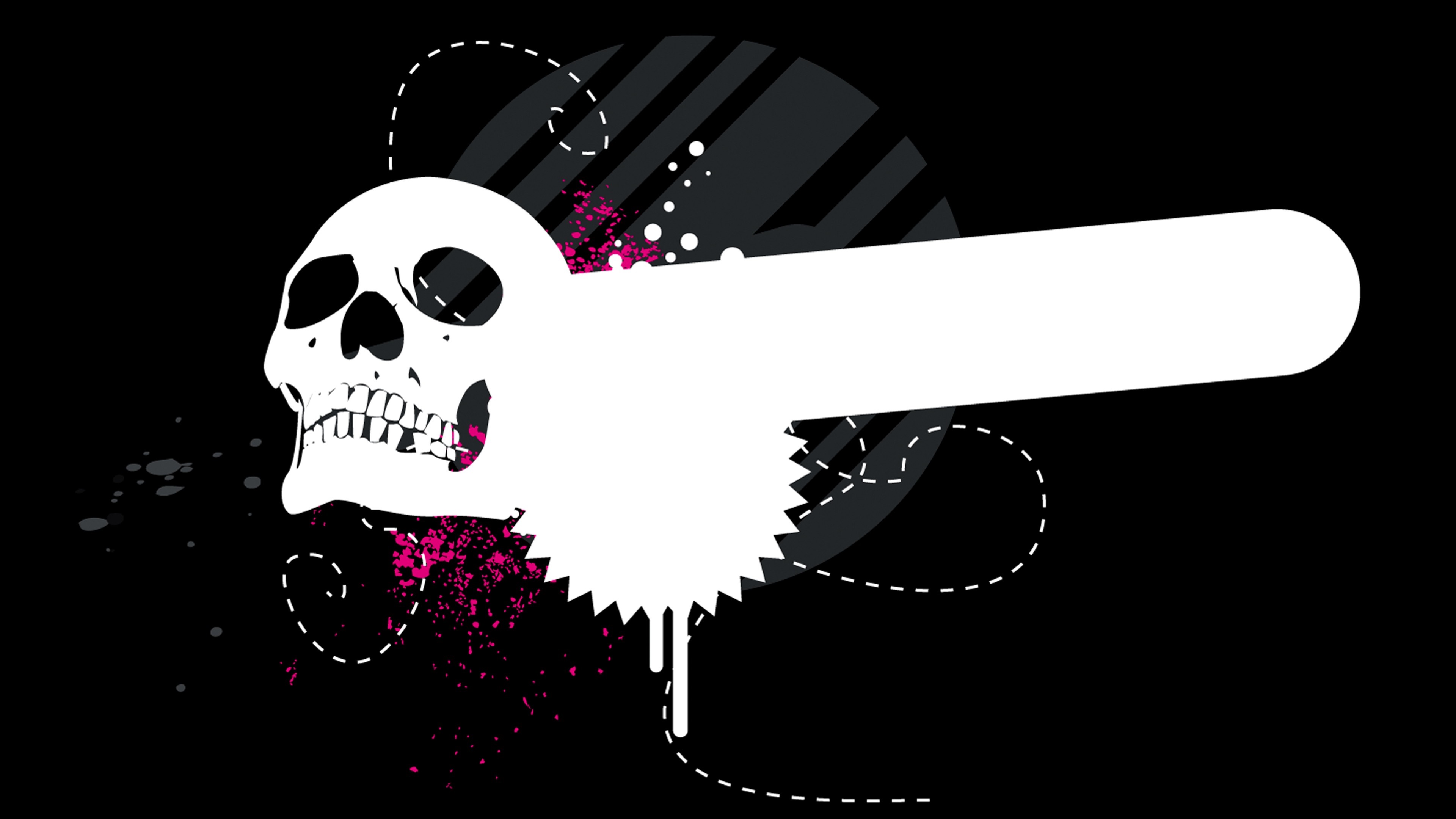 White skull with grunge elements and banner HD Wallpaper