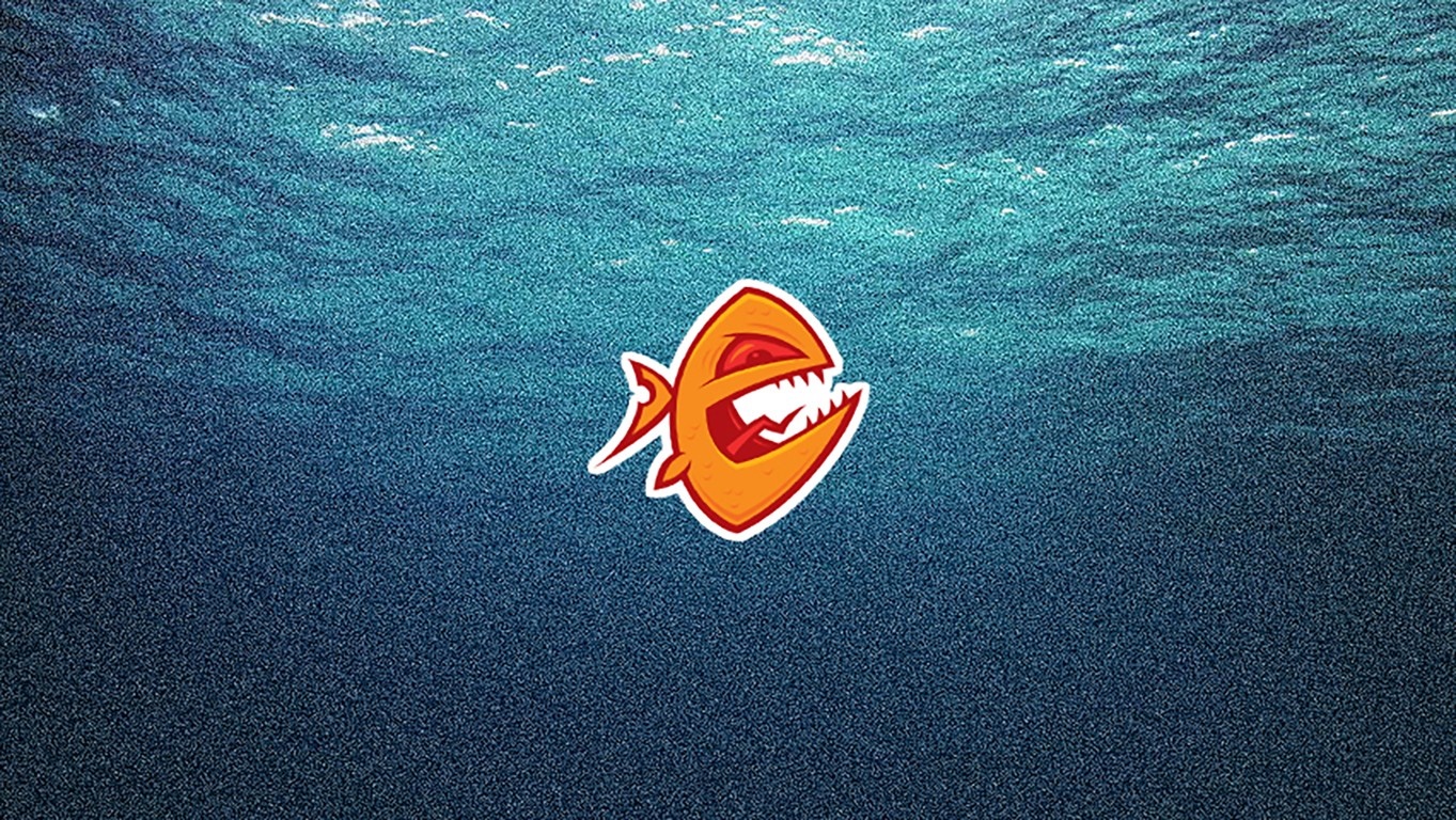Orange cartoon fish logo underwater HD Wallpaper