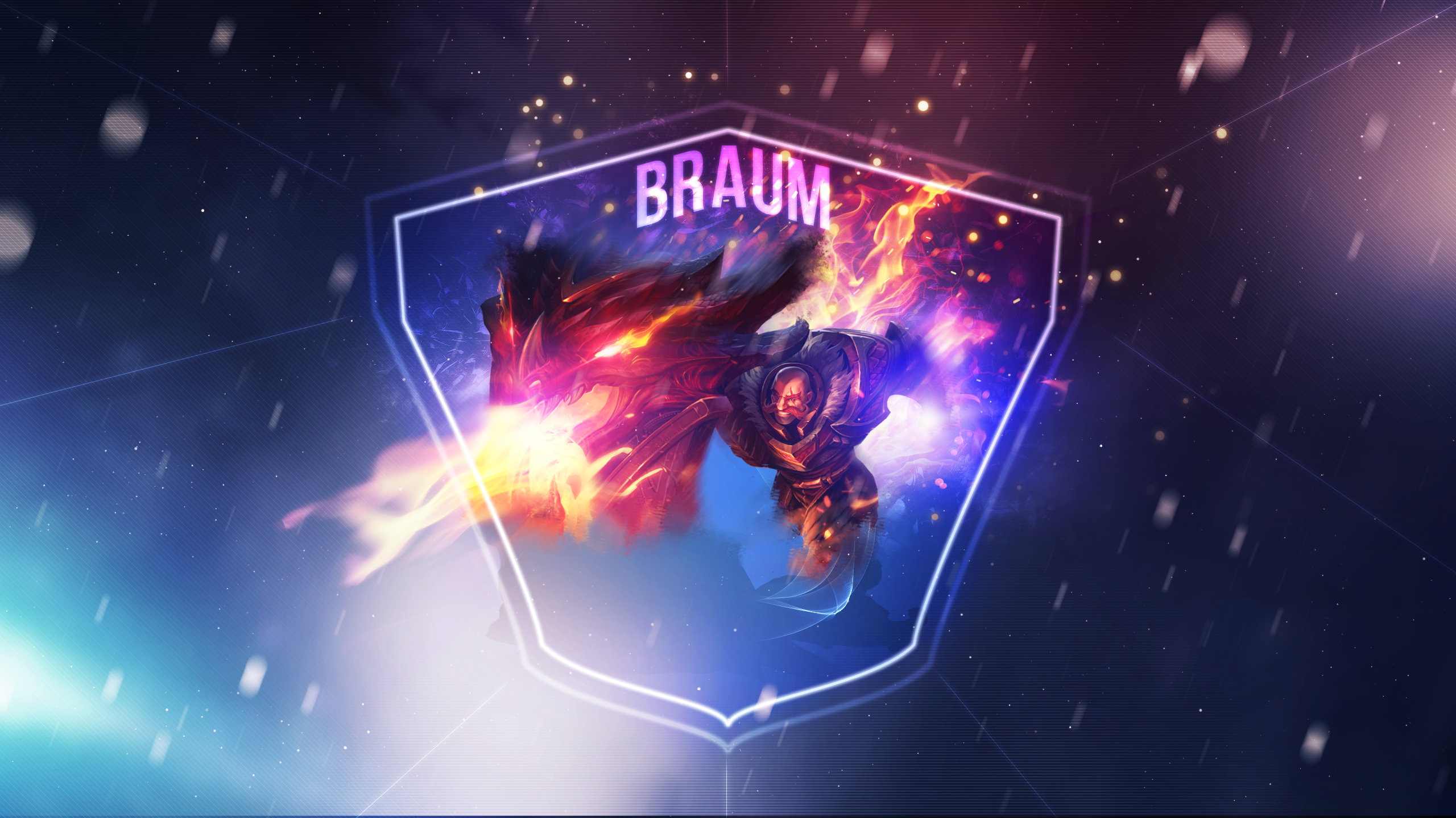 Braum from League of Legends with fiery dragon HD Wallpaper