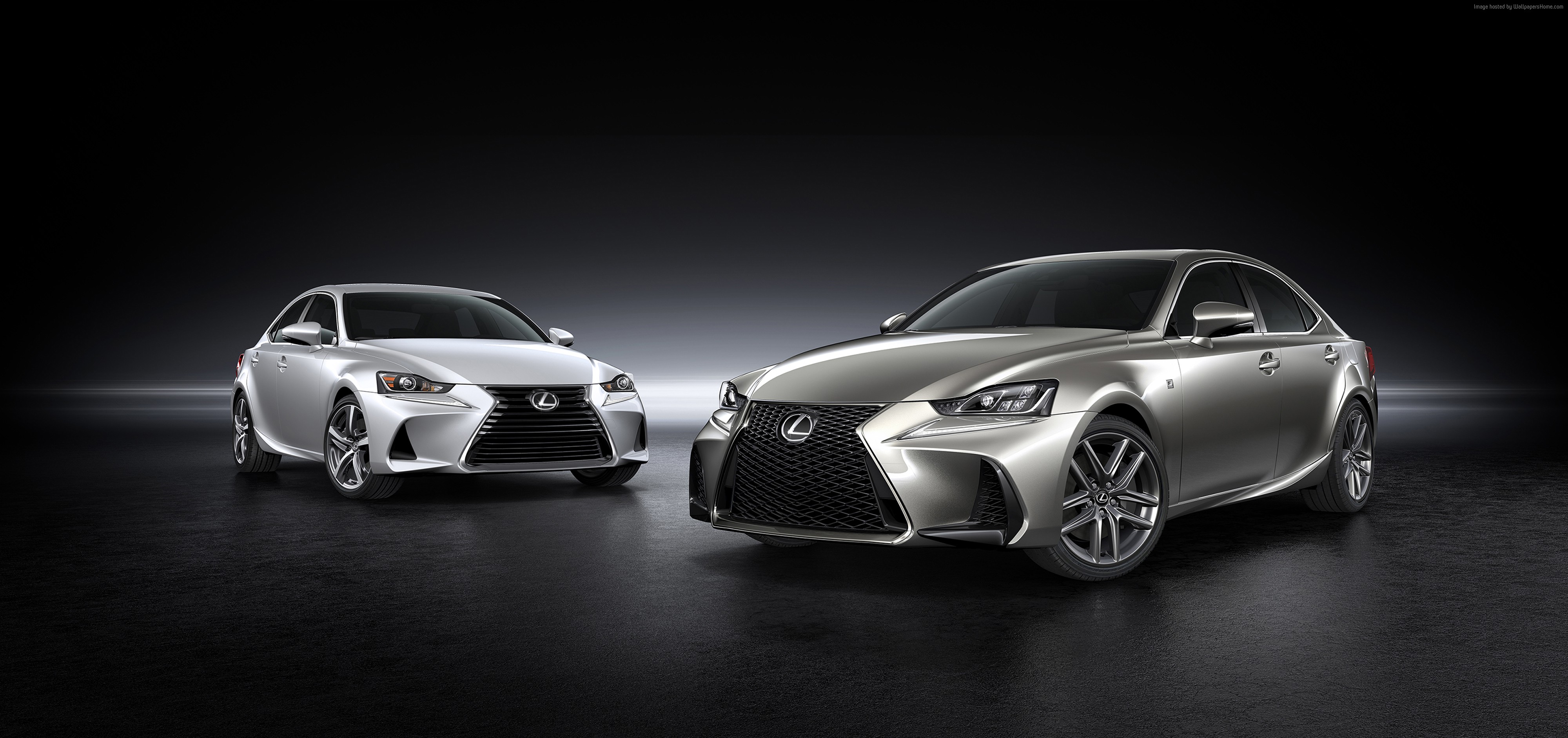 Two silver Lexus IS sedans on a dark background HD Wallpaper