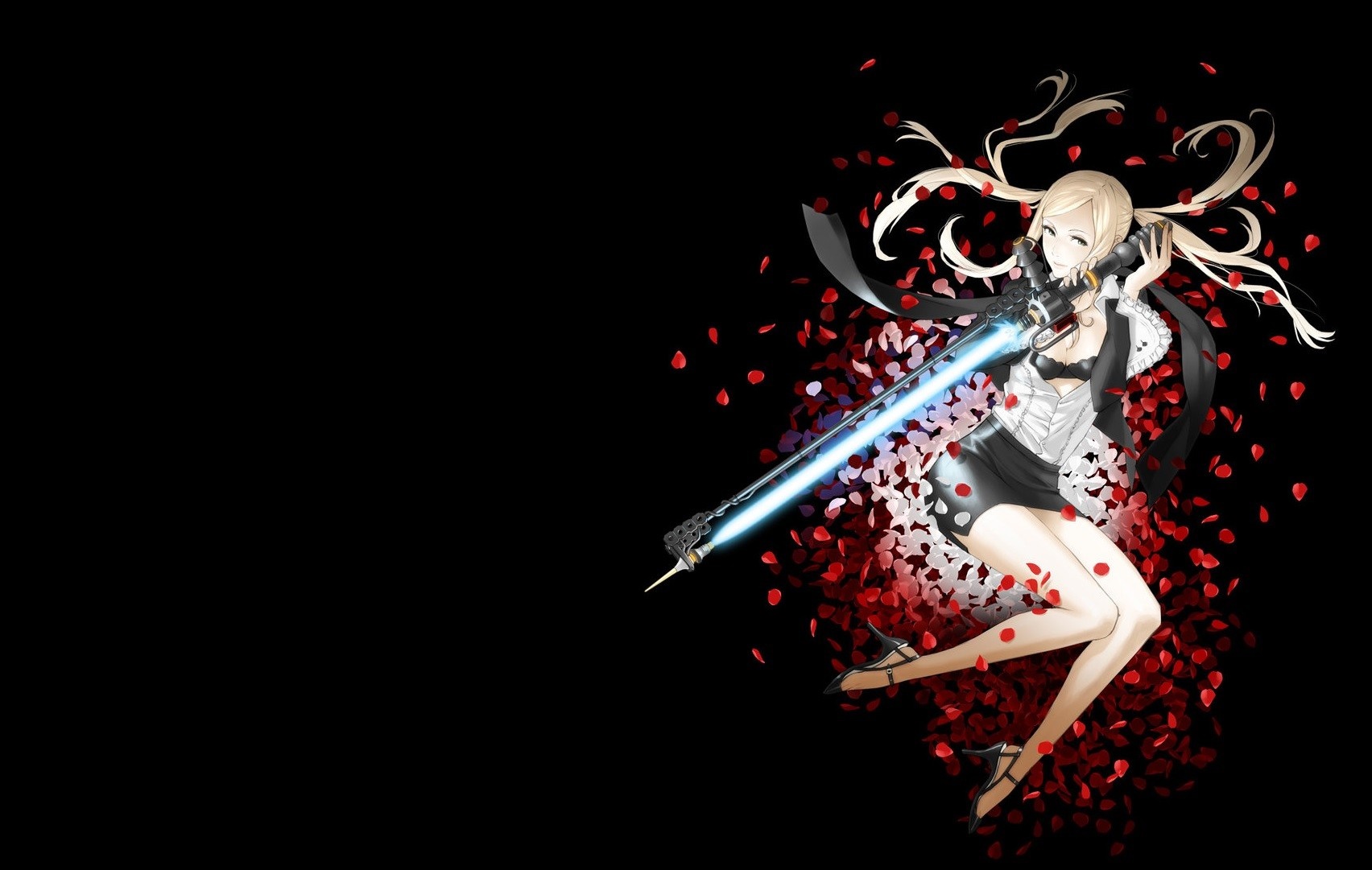 Tsubaki from No More Heroes with a beam katana HD Wallpaper