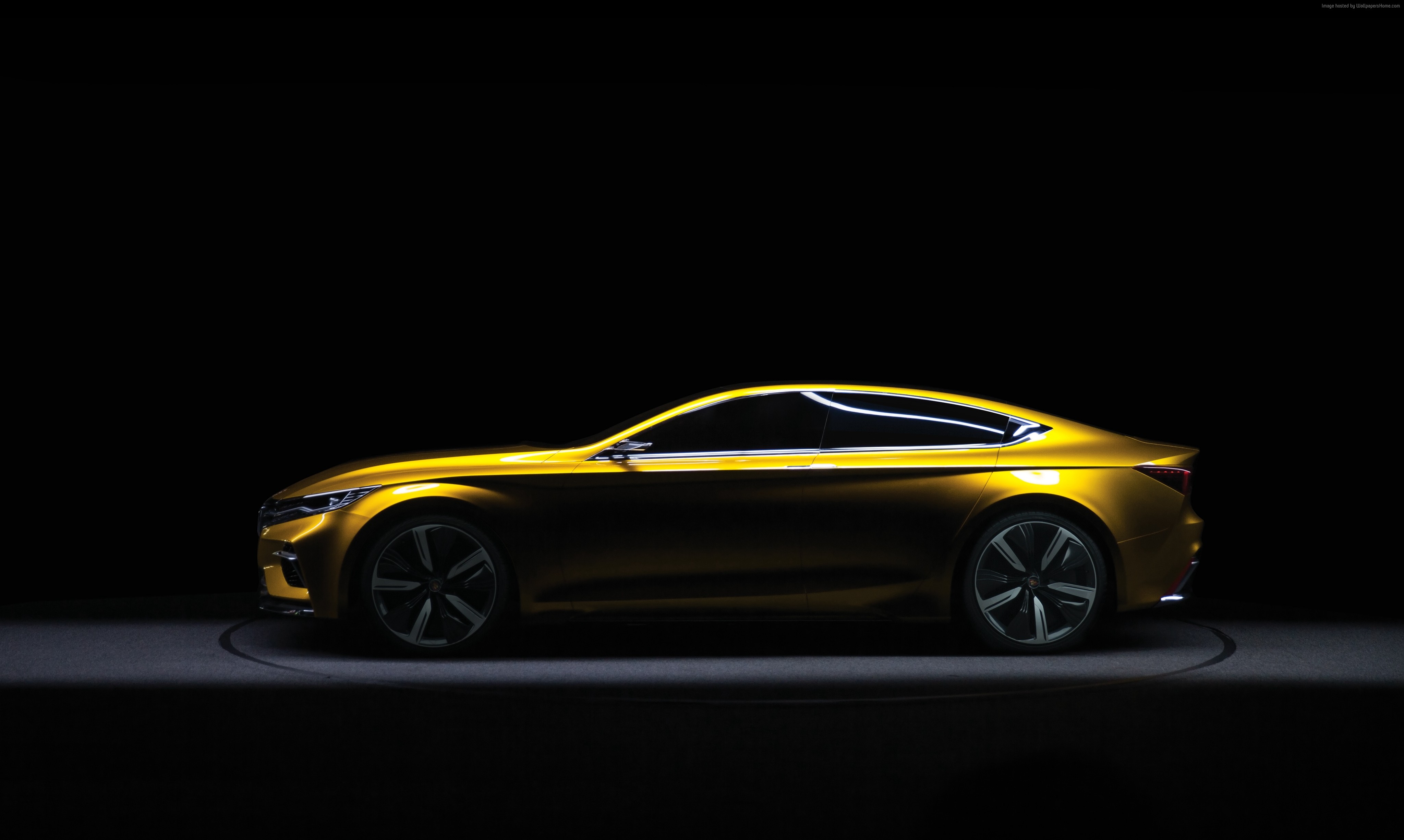 Yellow Roewe Vision-R sedan concept car HD Wallpaper