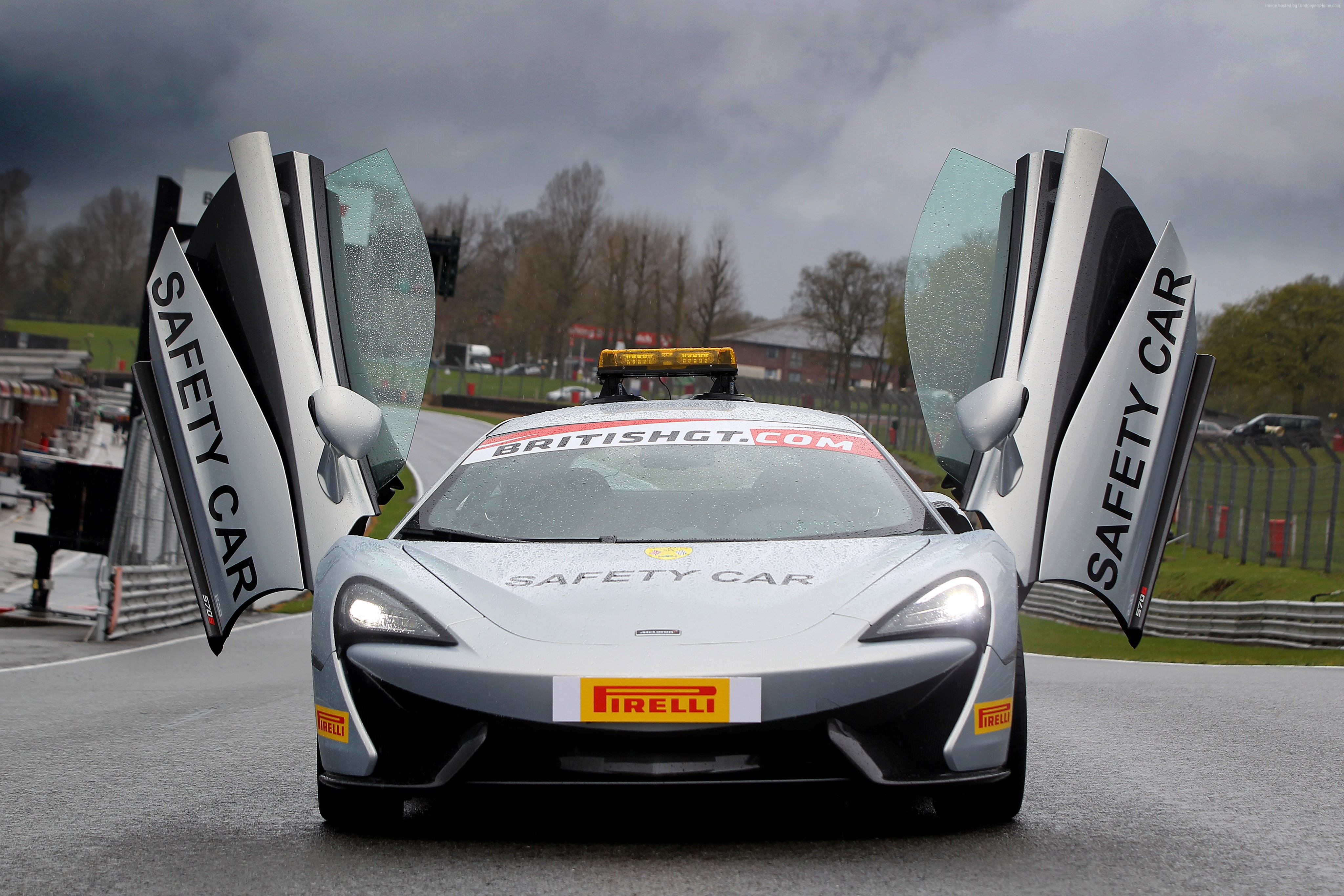 McLaren 570S safety car with doors open HD Wallpaper