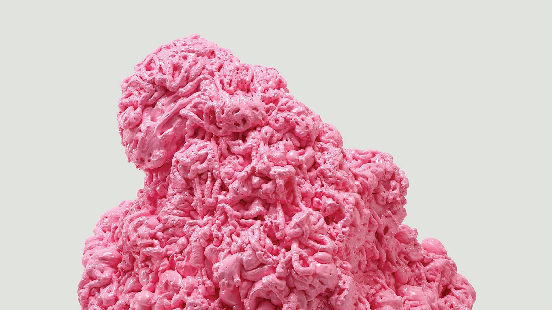 Pink abstract sculpture resembling meat or foam HD Wallpaper