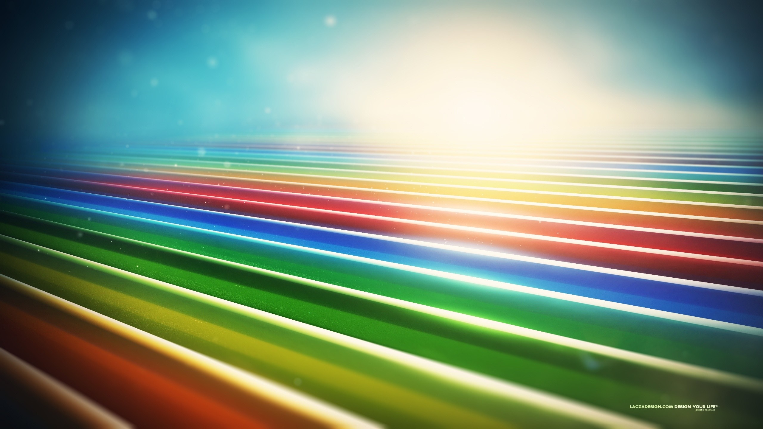 Vibrant Abstract Rainbow Lines with Sunlight Glow HD Wallpaper