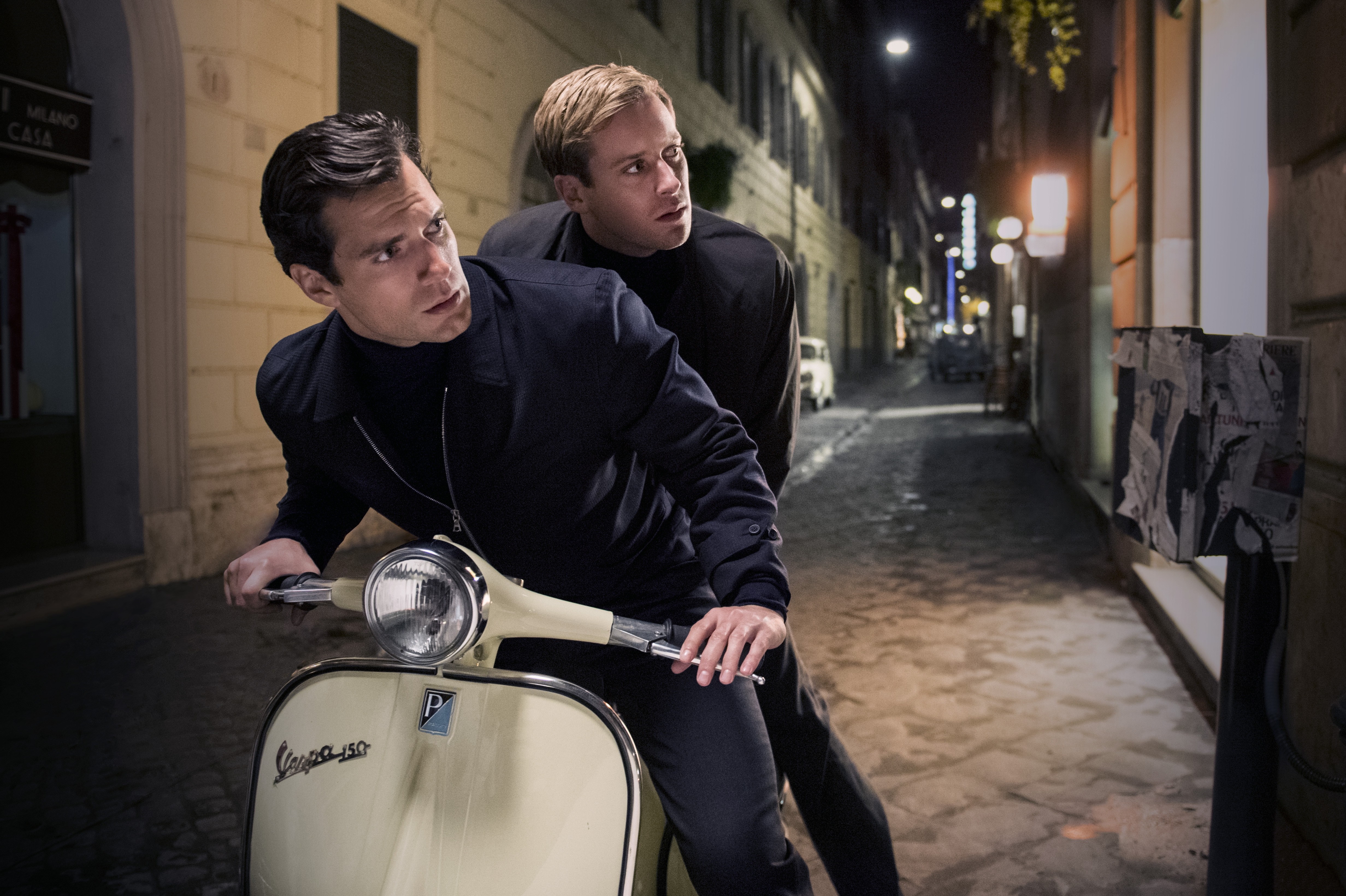 Henry Cavill and Armie Hammer on a Vespa in The Man from U N C L E HD Wallpaper