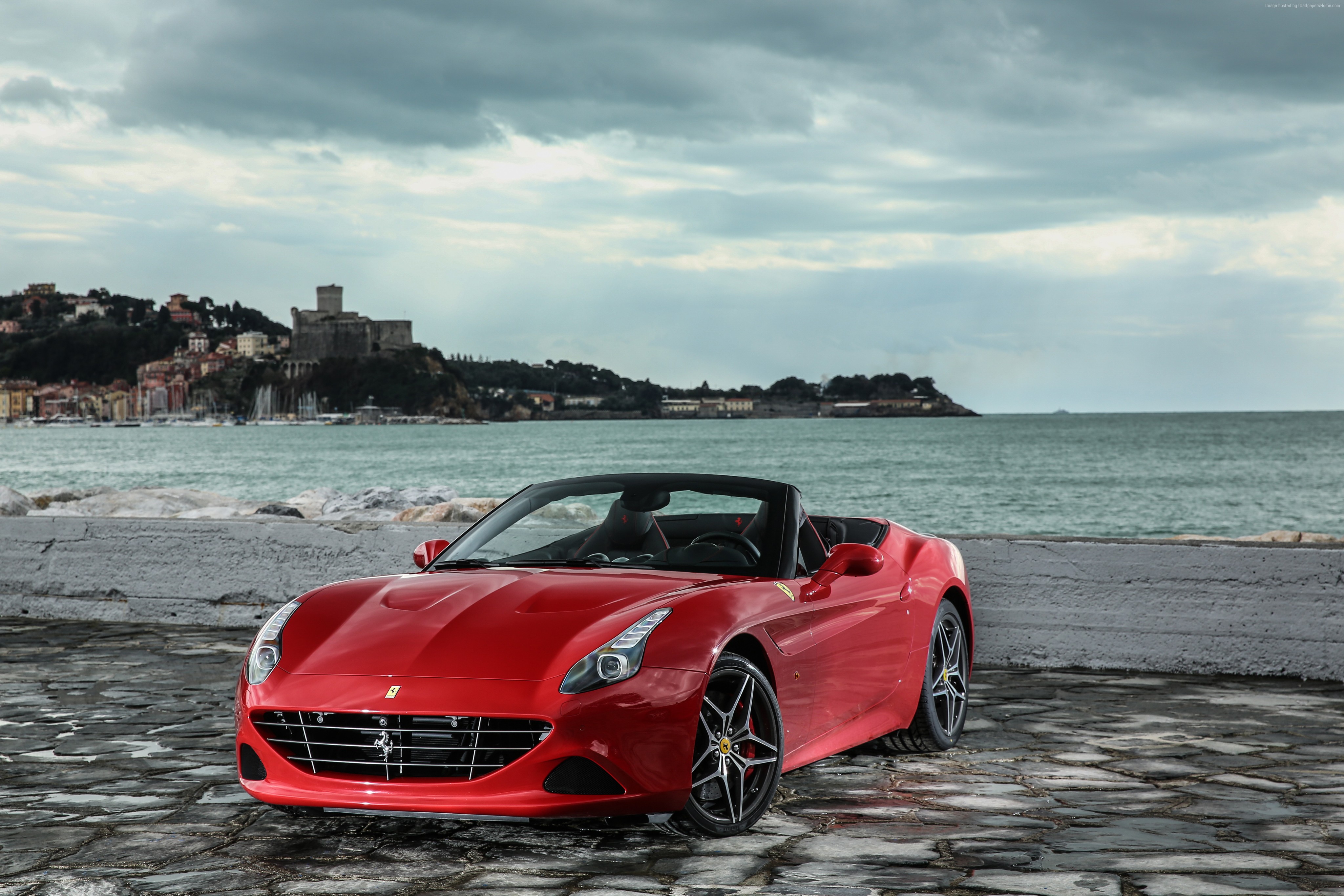 Red Ferrari California T HS Convertible by the Sea HD Wallpaper