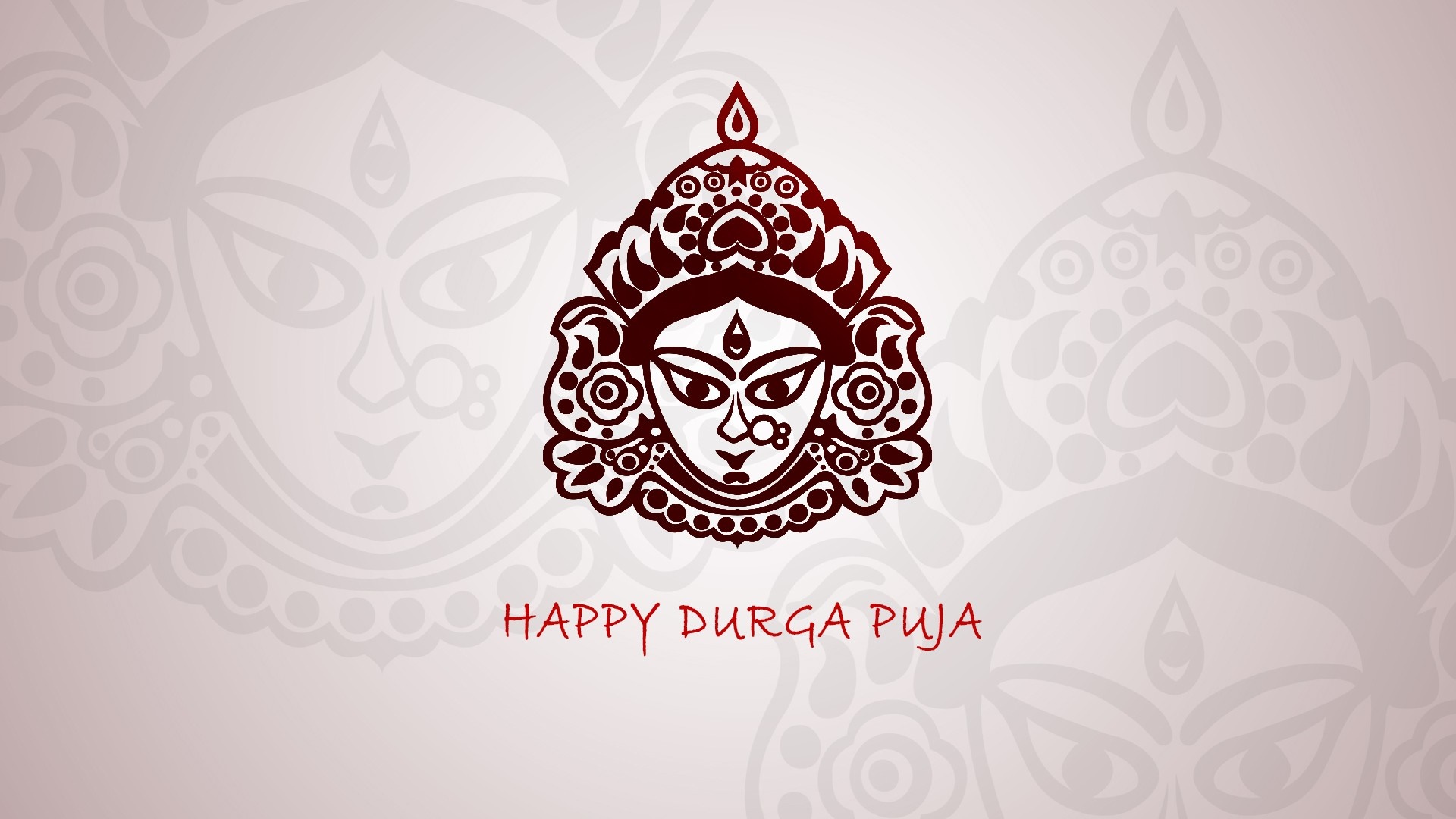 Happy Durga Puja illustration with Goddess Durga's face HD Wallpaper