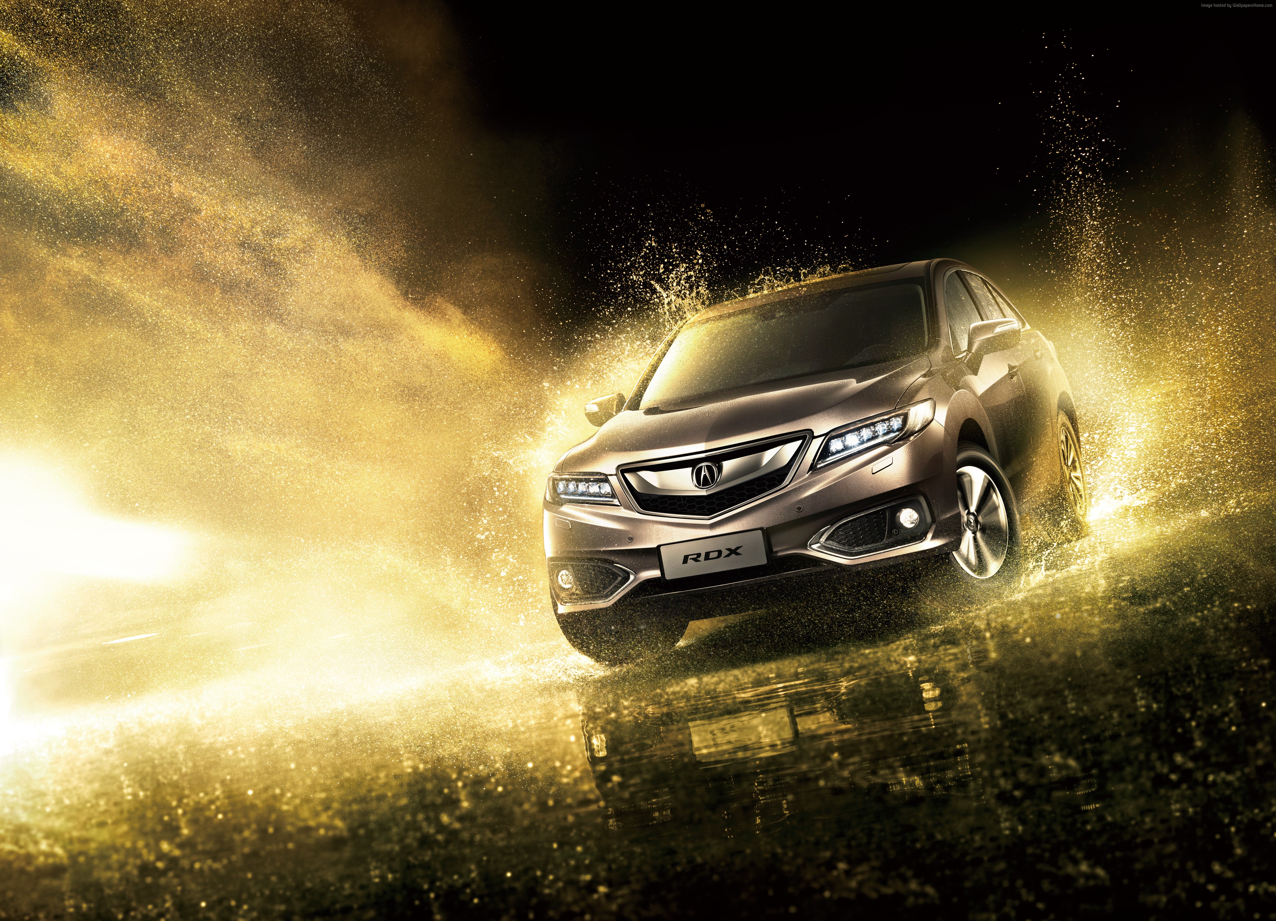 Acura RDX splashing through golden water HD Wallpaper