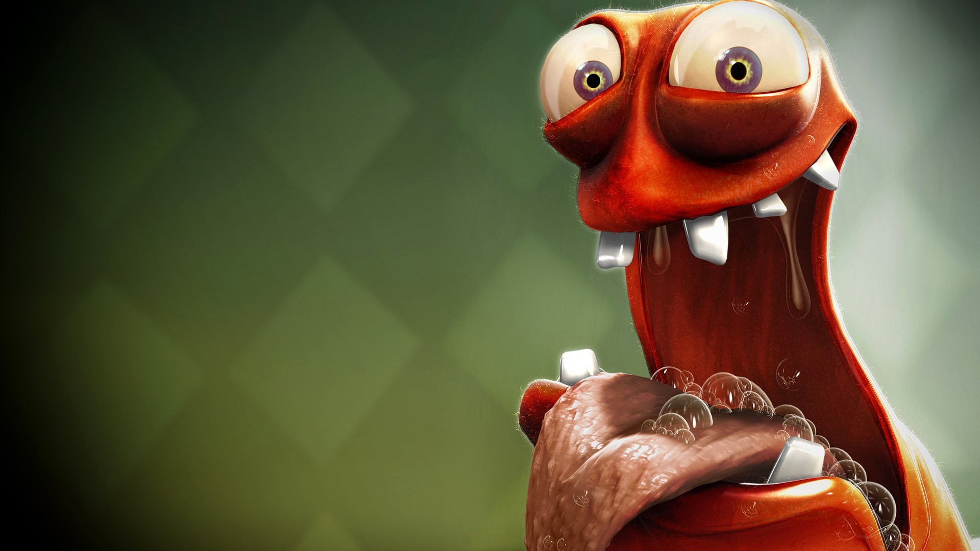 Close up of a cartoon red creature with big eyes HD Wallpaper